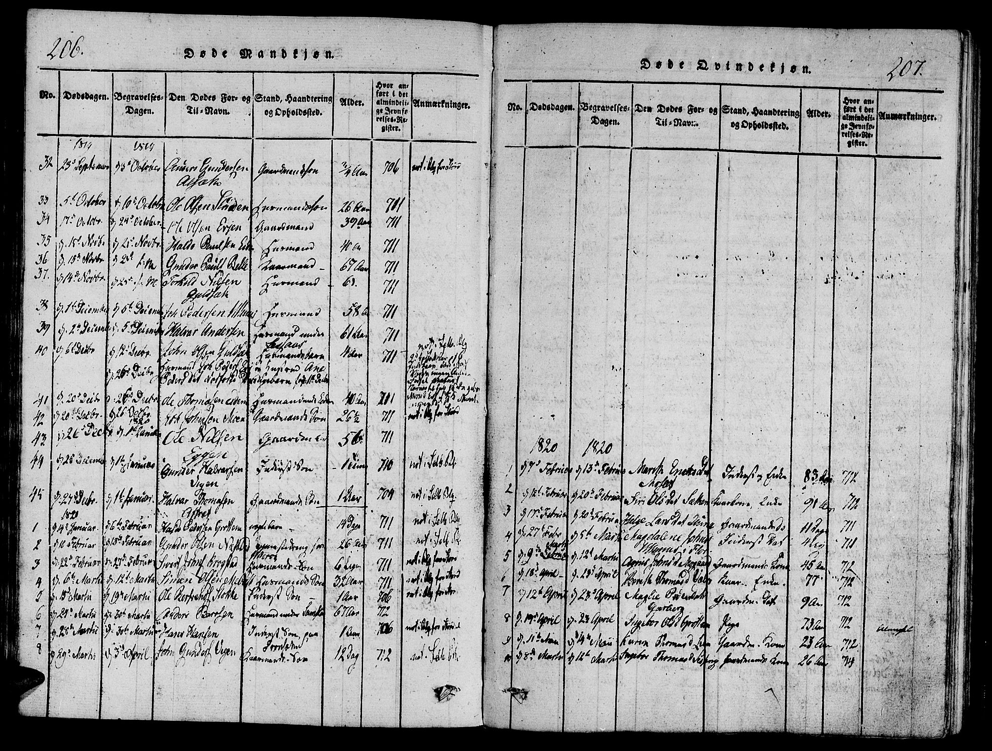 Ministerialprotokoller, klokkerbøker og fødselsregistre - Sør-Trøndelag, SAT/A-1456/695/L1141: Parish register (official) no. 695A04 /1, 1816-1824, p. 206-207