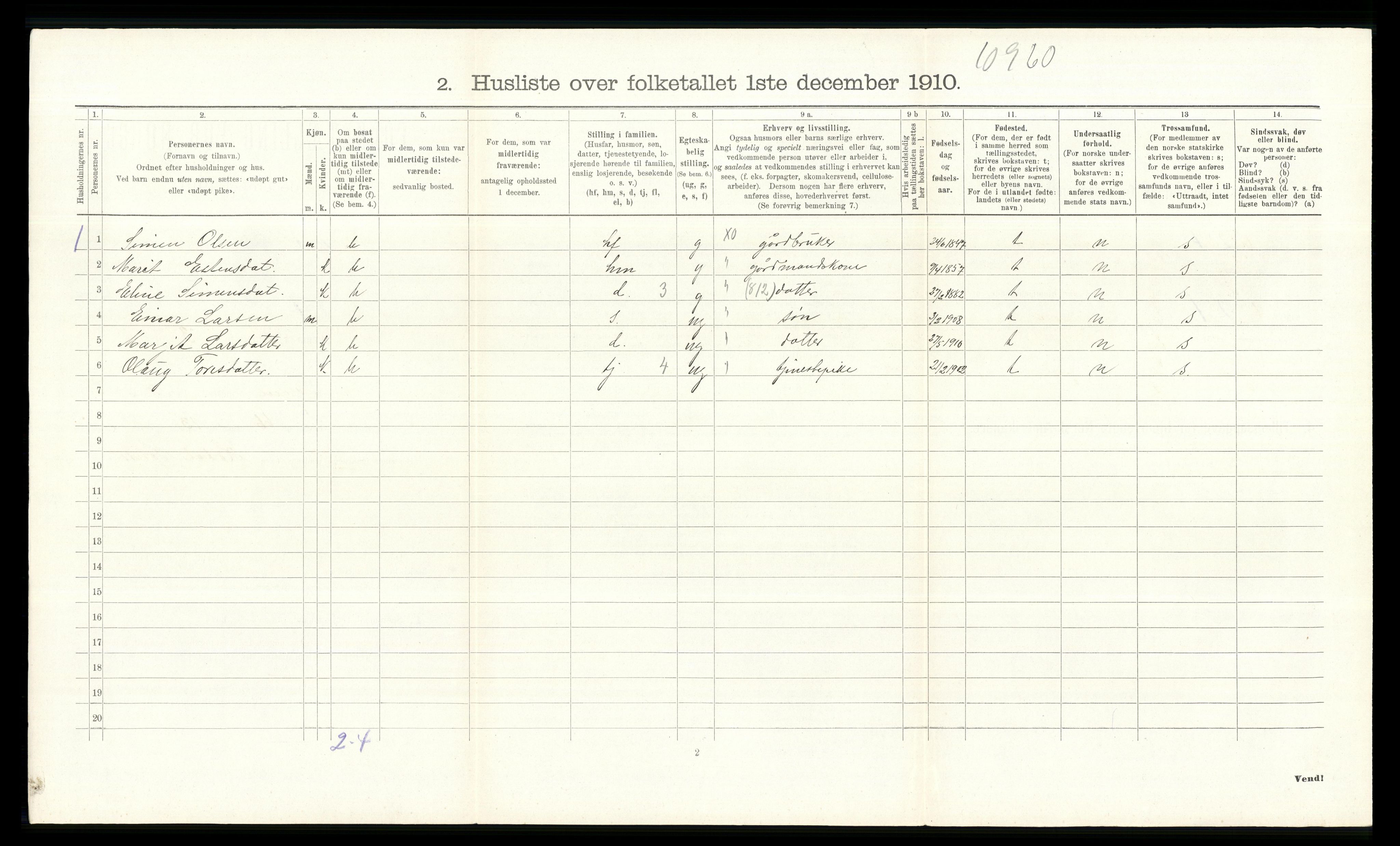 RA, 1910 census for Tolga, 1910, p. 547