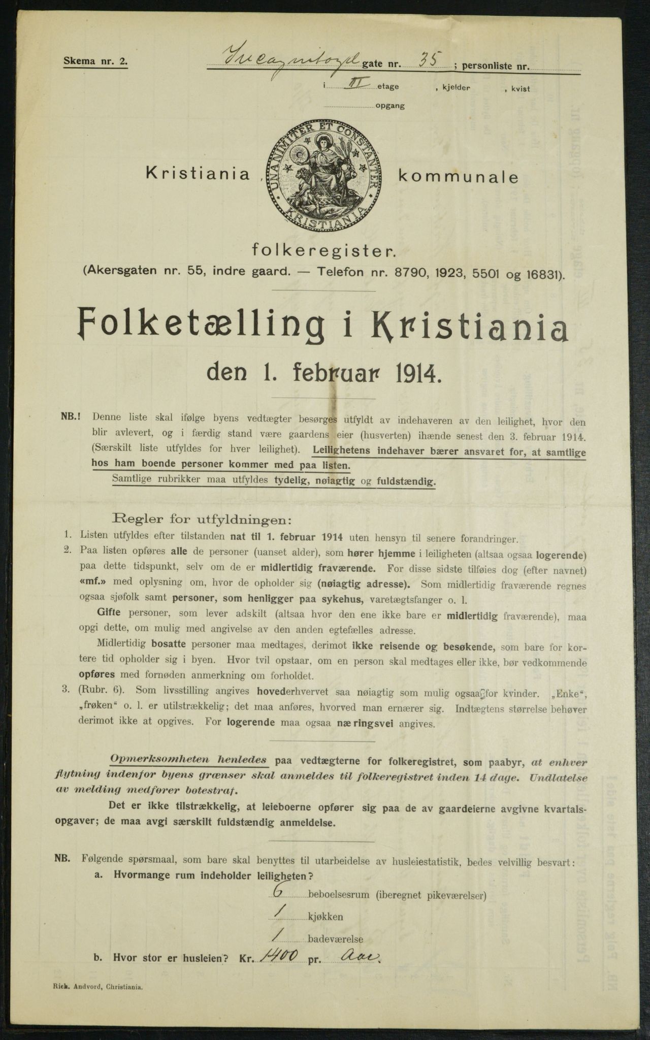 OBA, Municipal Census 1914 for Kristiania, 1914, p. 44338