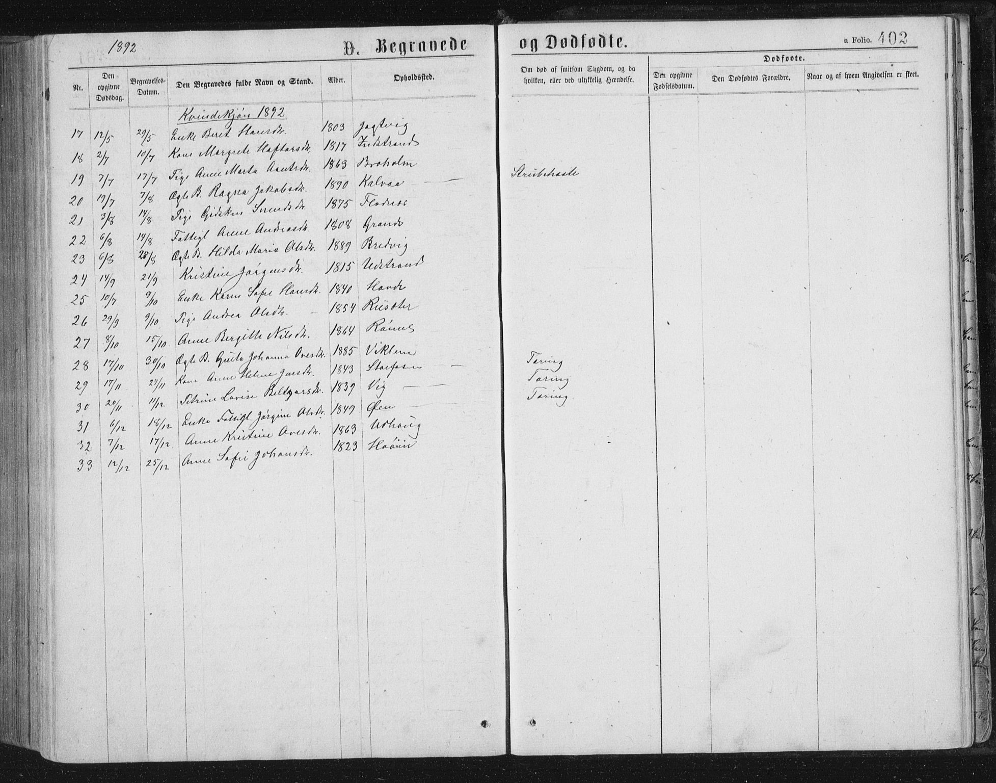 Ministerialprotokoller, klokkerbøker og fødselsregistre - Sør-Trøndelag, AV/SAT-A-1456/659/L0745: Parish register (copy) no. 659C02, 1869-1892, p. 402