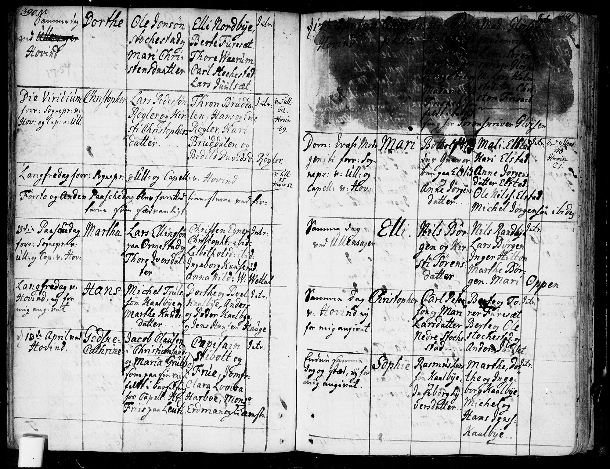 Ullensaker prestekontor Kirkebøker, SAO/A-10236a/F/Fa/L0005: Parish register (official) no. I 5, 1733-1762, p. 390-391