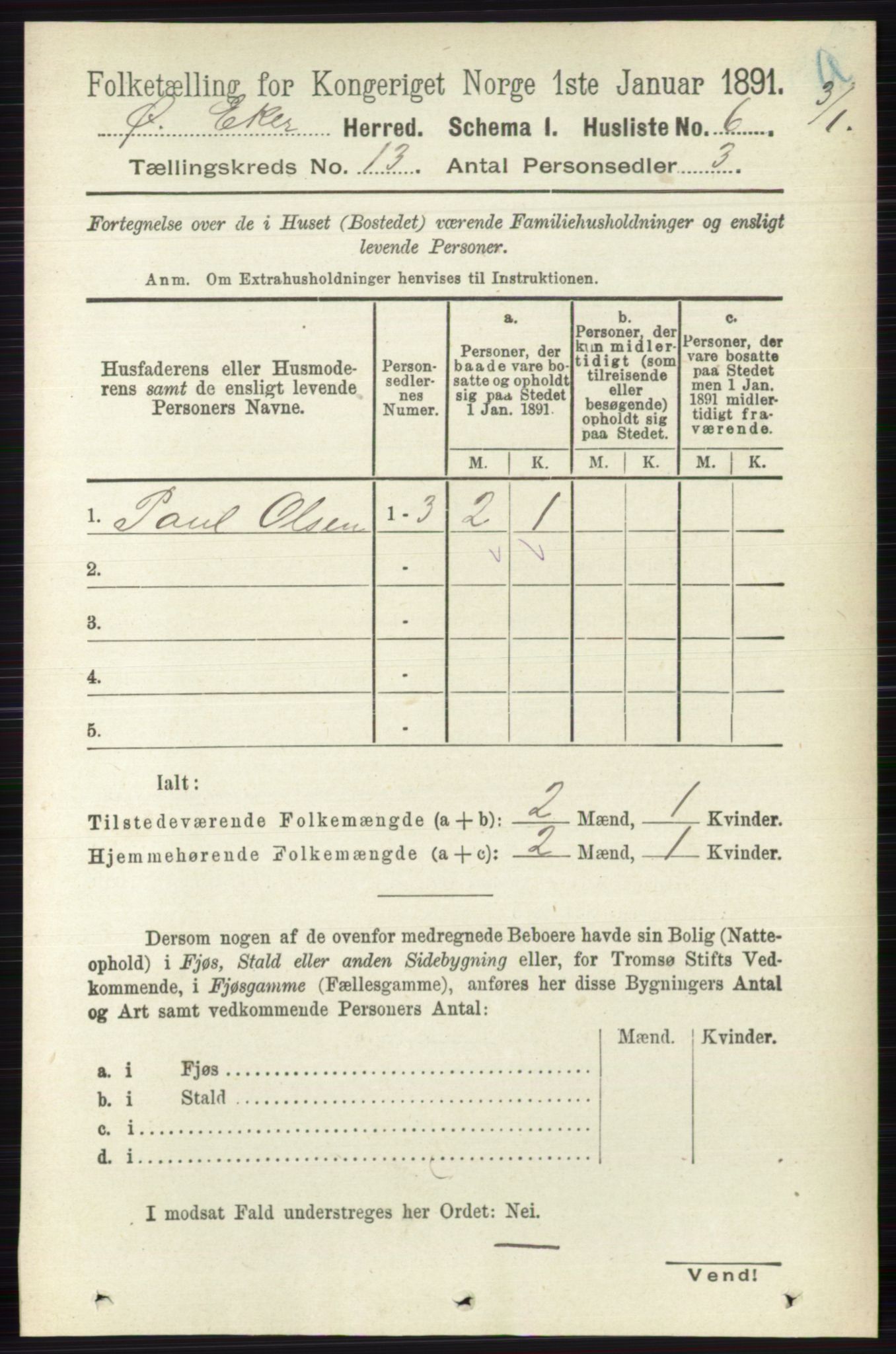 RA, 1891 census for 0624 Øvre Eiker, 1891, p. 5785