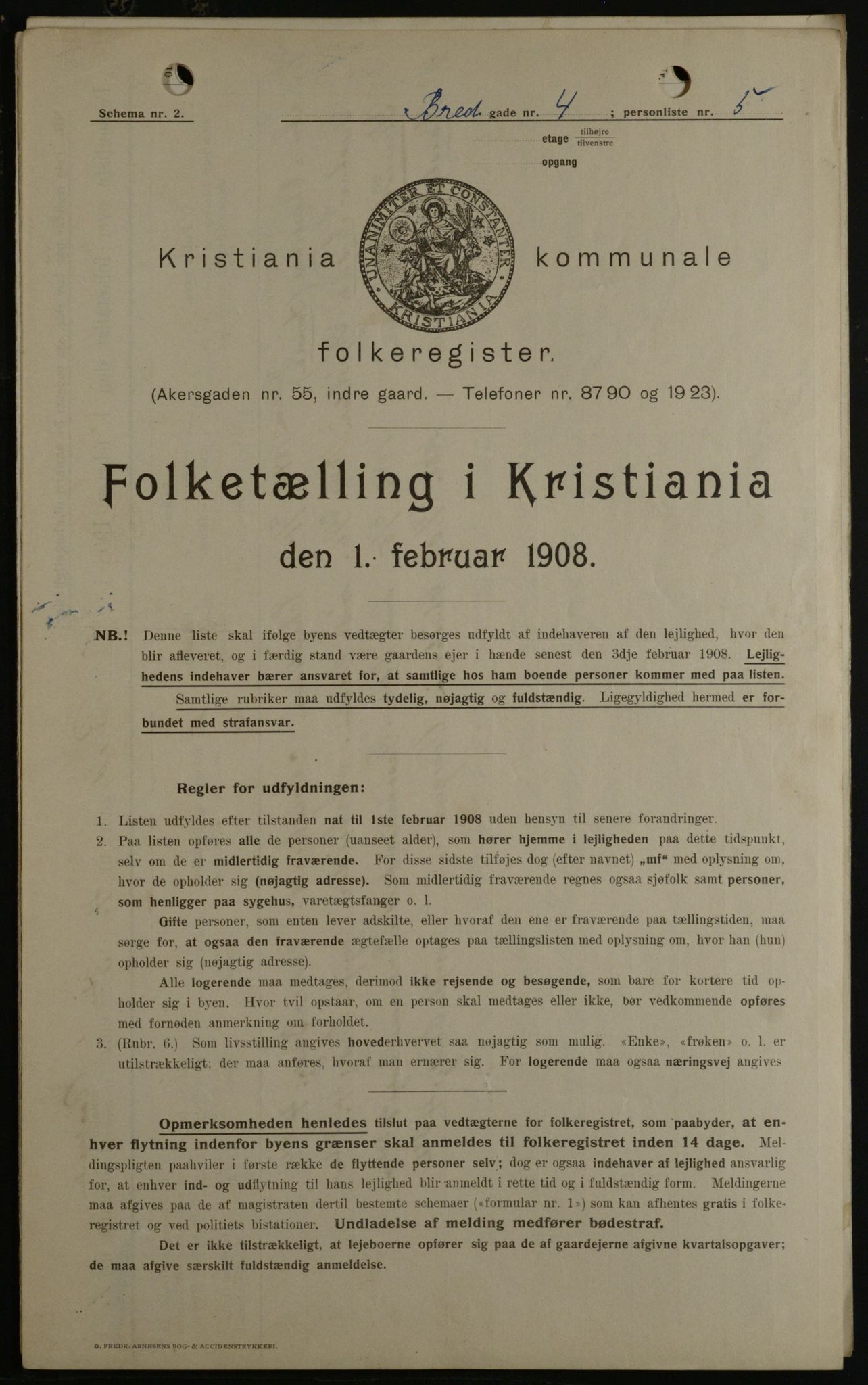 OBA, Municipal Census 1908 for Kristiania, 1908, p. 7910