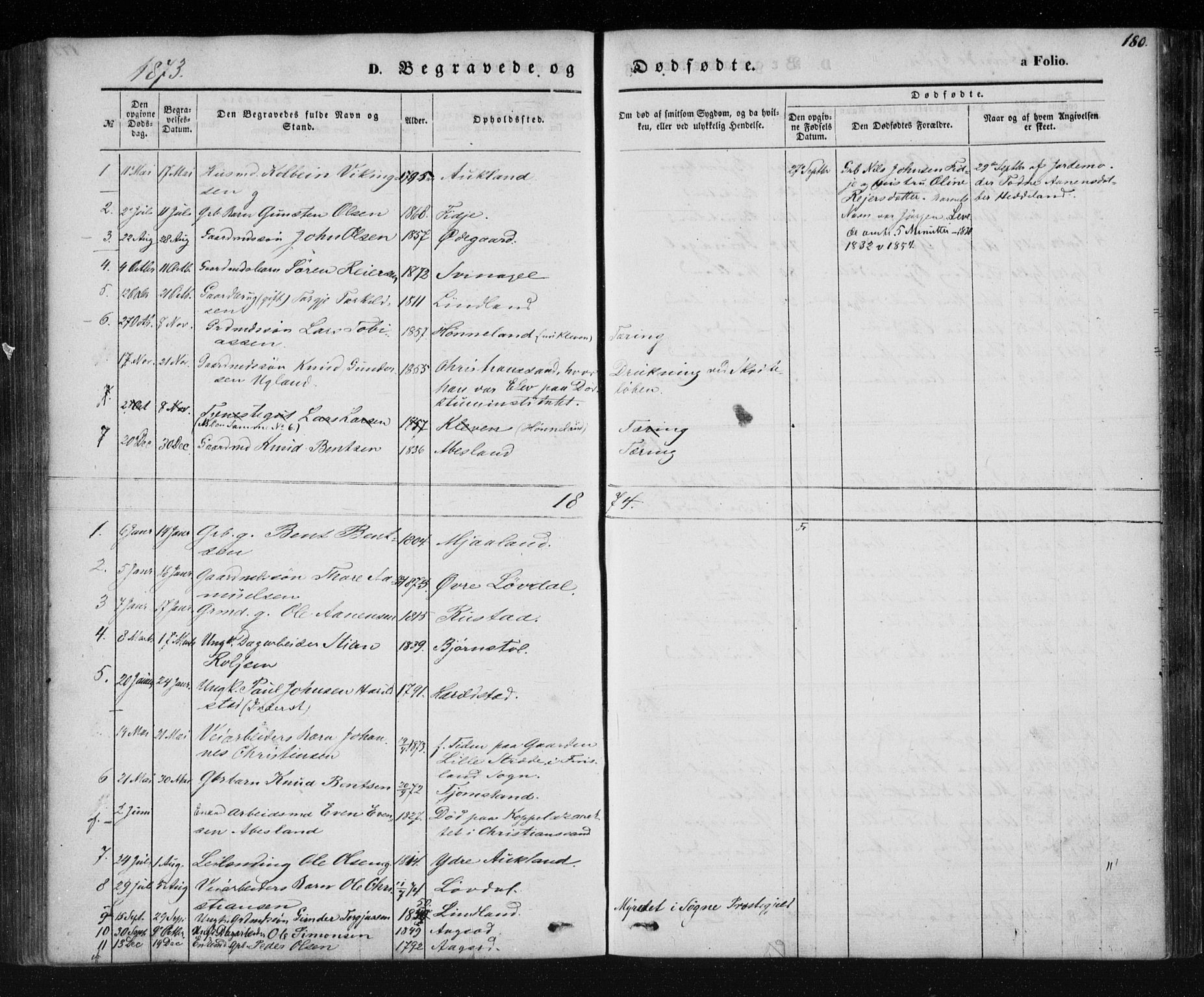 Holum sokneprestkontor, AV/SAK-1111-0022/F/Fa/Fab/L0005: Parish register (official) no. A 5, 1847-1874, p. 180