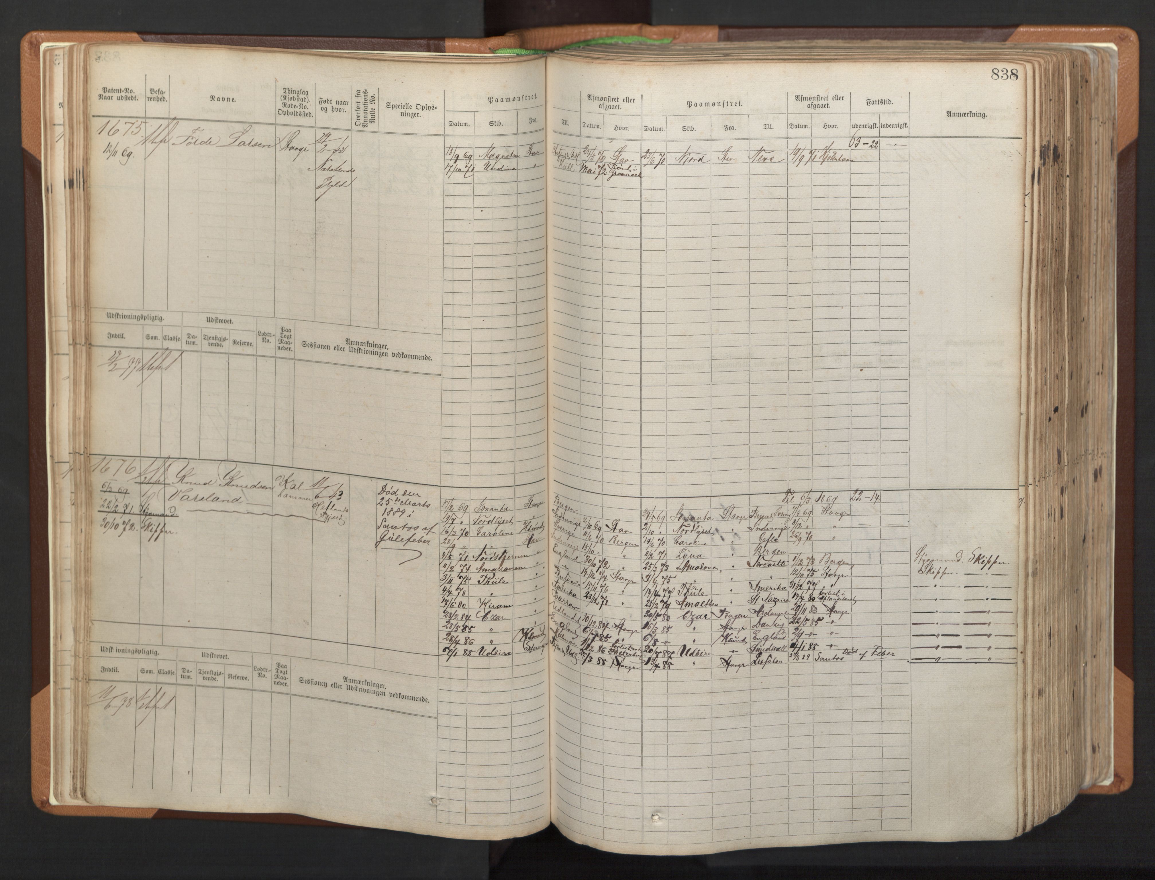 Stavanger sjømannskontor, AV/SAST-A-102006/F/Fb/Fbb/L0006: Sjøfartshovedrulle, patentnr. 1607-2402 (del 3), 1869-1880, p. 37