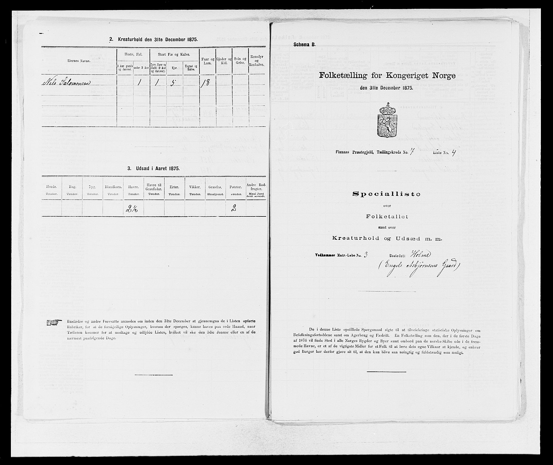 SAB, 1875 census for 1218P Finnås, 1875, p. 793