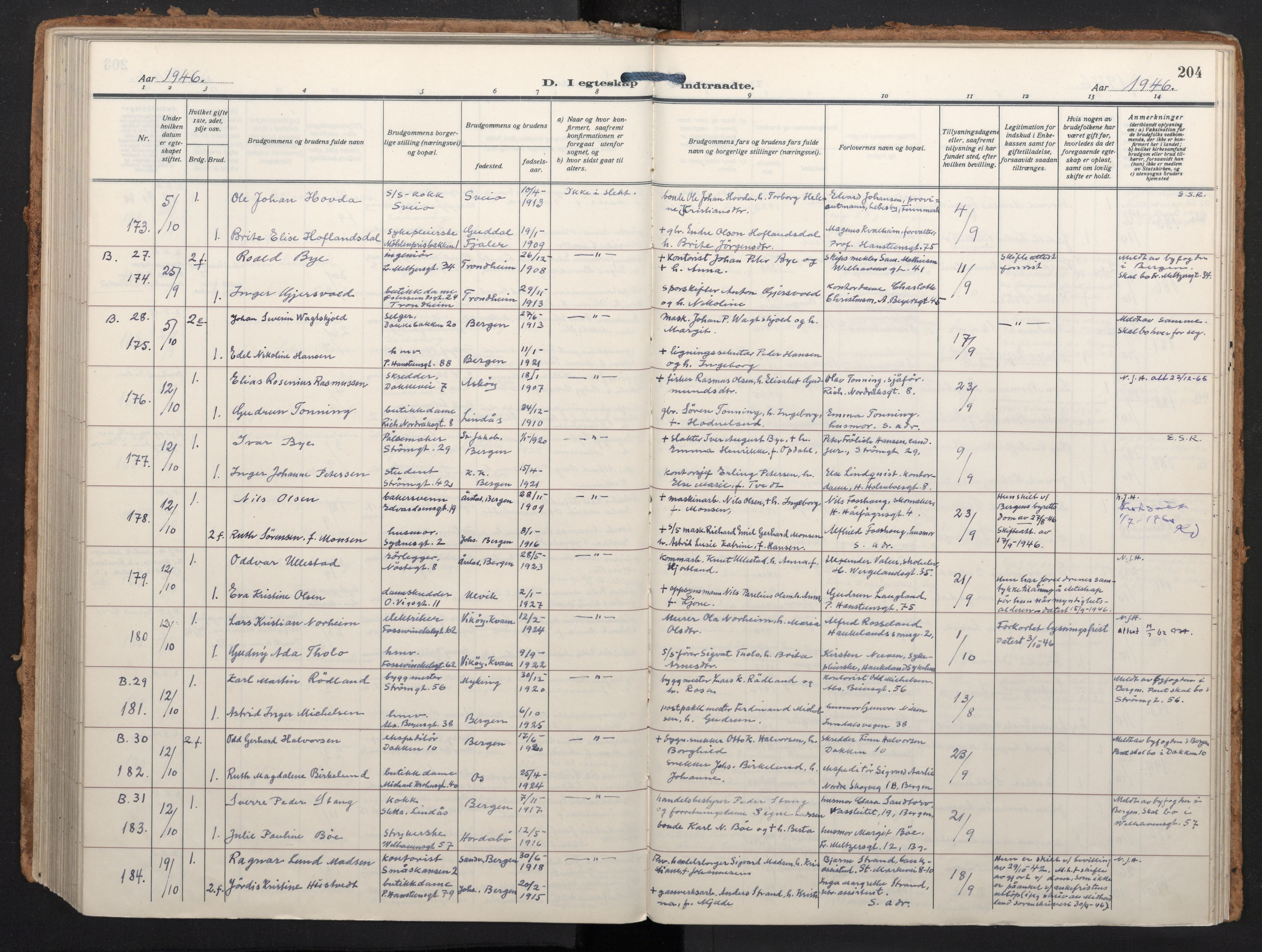 Johanneskirken sokneprestembete, AV/SAB-A-76001/H/Haa/L0014: Parish register (official) no. D 3, 1929-1949, p. 203b-204a