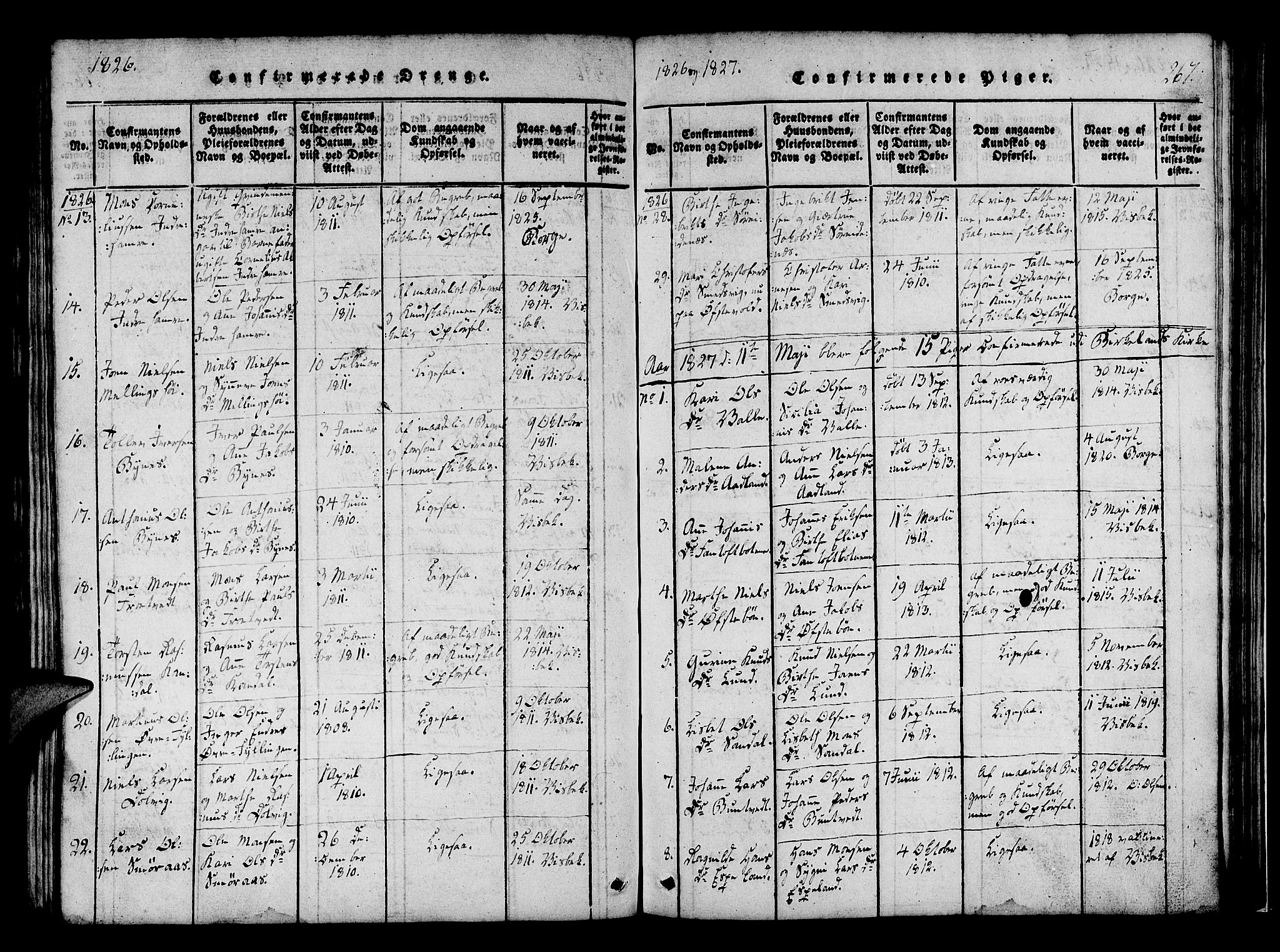 Fana Sokneprestembete, SAB/A-75101/H/Haa/Haaa/L0007: Parish register (official) no. A 7, 1816-1828, p. 267