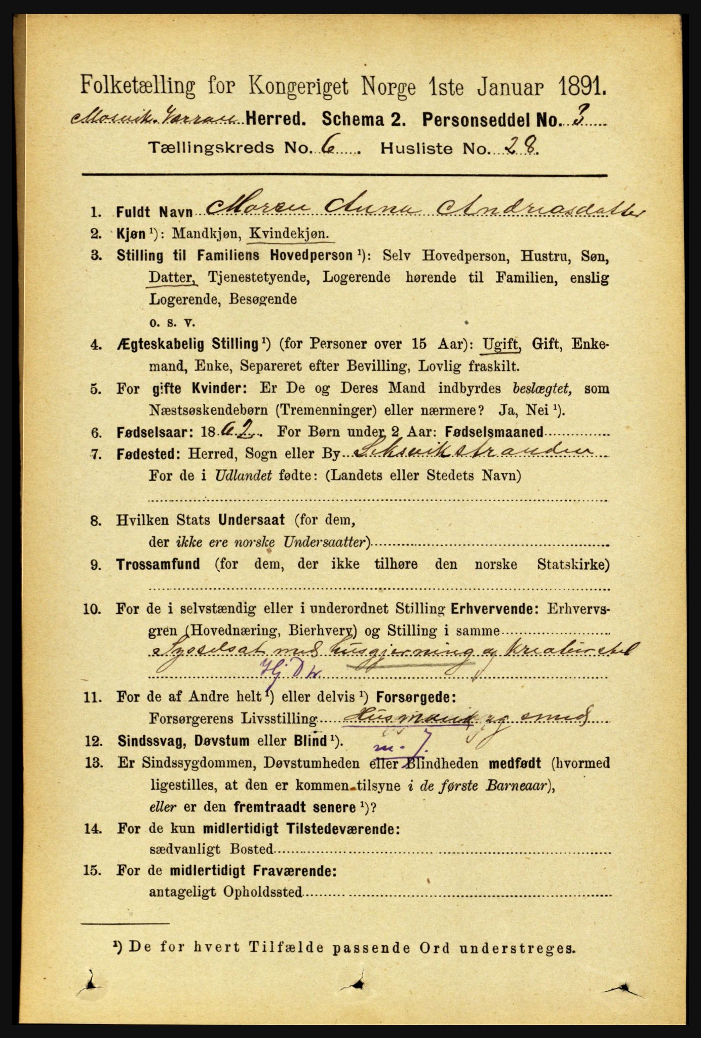 RA, 1891 census for 1723 Mosvik og Verran, 1891, p. 2671