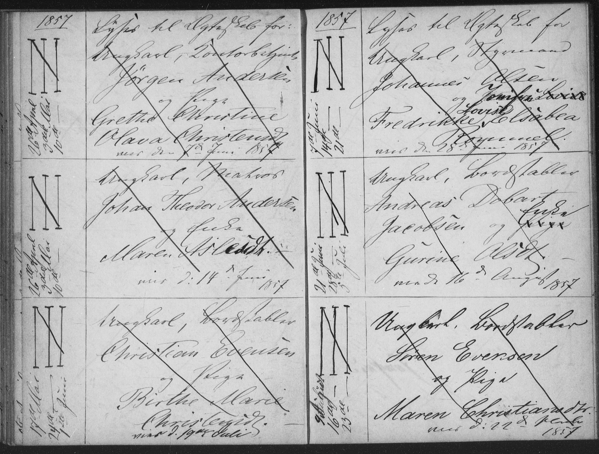 Bragernes kirkebøker, AV/SAKO-A-6/H/Ha/L0003: Banns register no. 3, 1854-1859