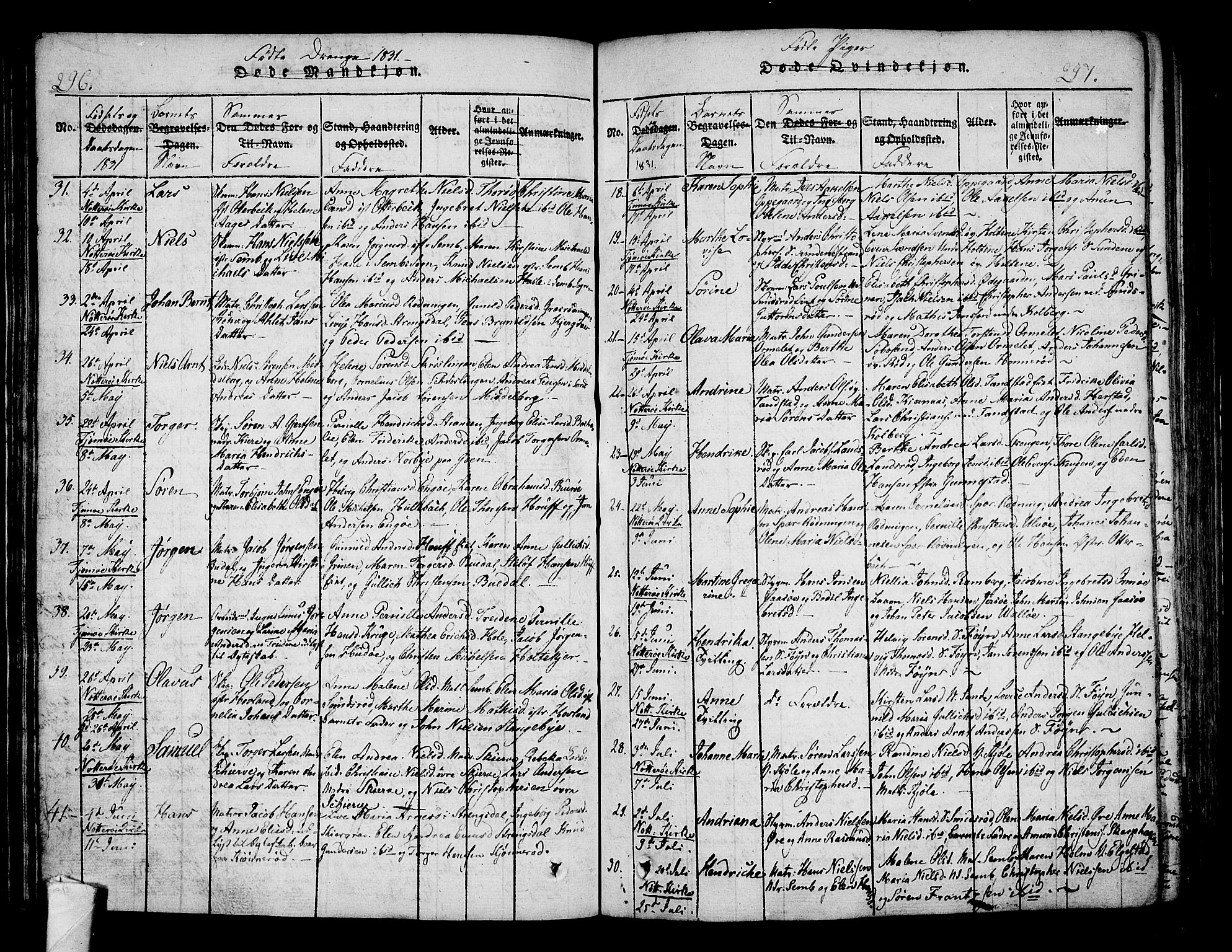 Nøtterøy kirkebøker, AV/SAKO-A-354/F/Fa/L0004: Parish register (official) no. I 4, 1814-1838, p. 296-297