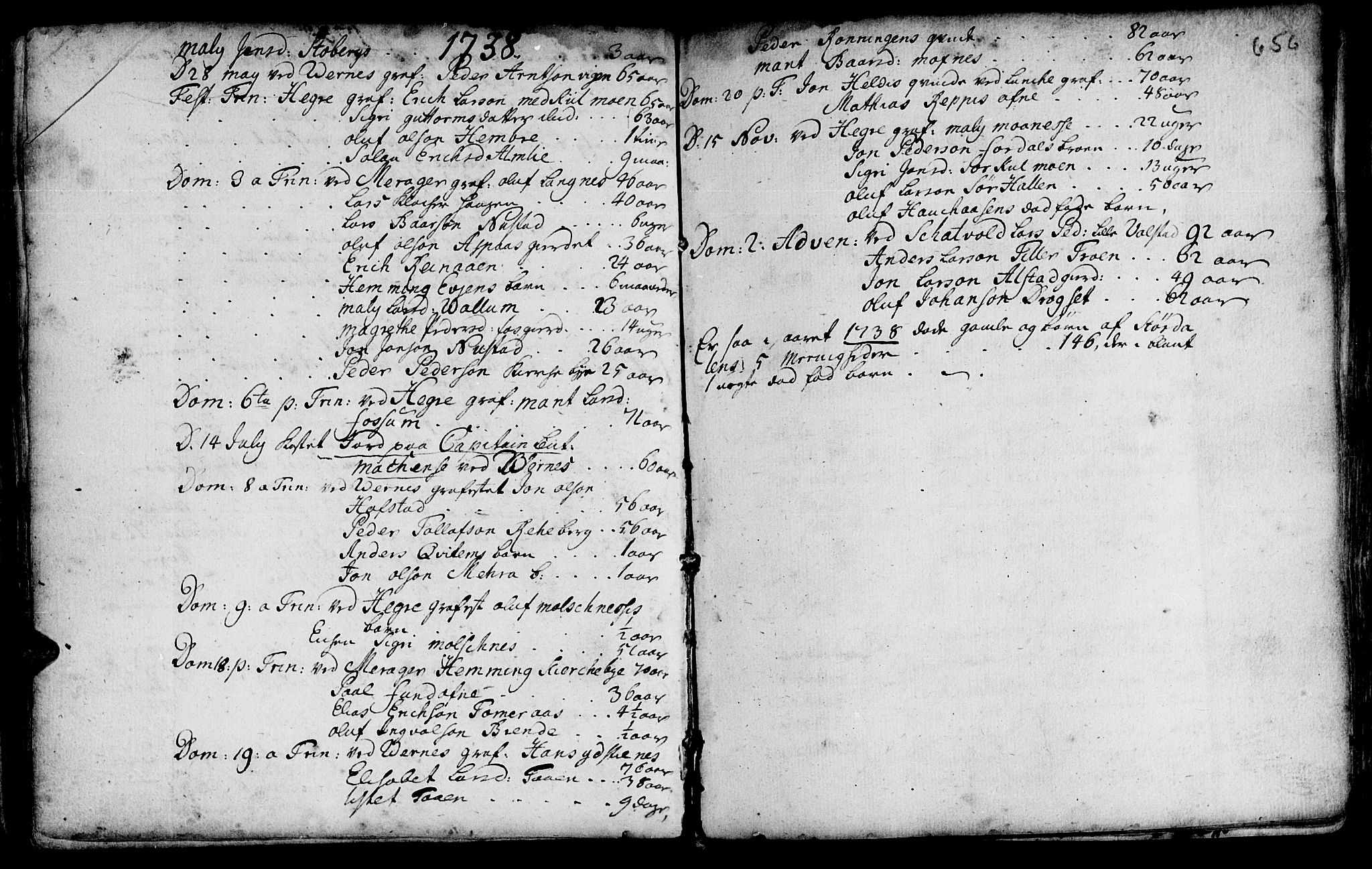 Ministerialprotokoller, klokkerbøker og fødselsregistre - Nord-Trøndelag, SAT/A-1458/709/L0055: Parish register (official) no. 709A03, 1730-1739, p. 655-656