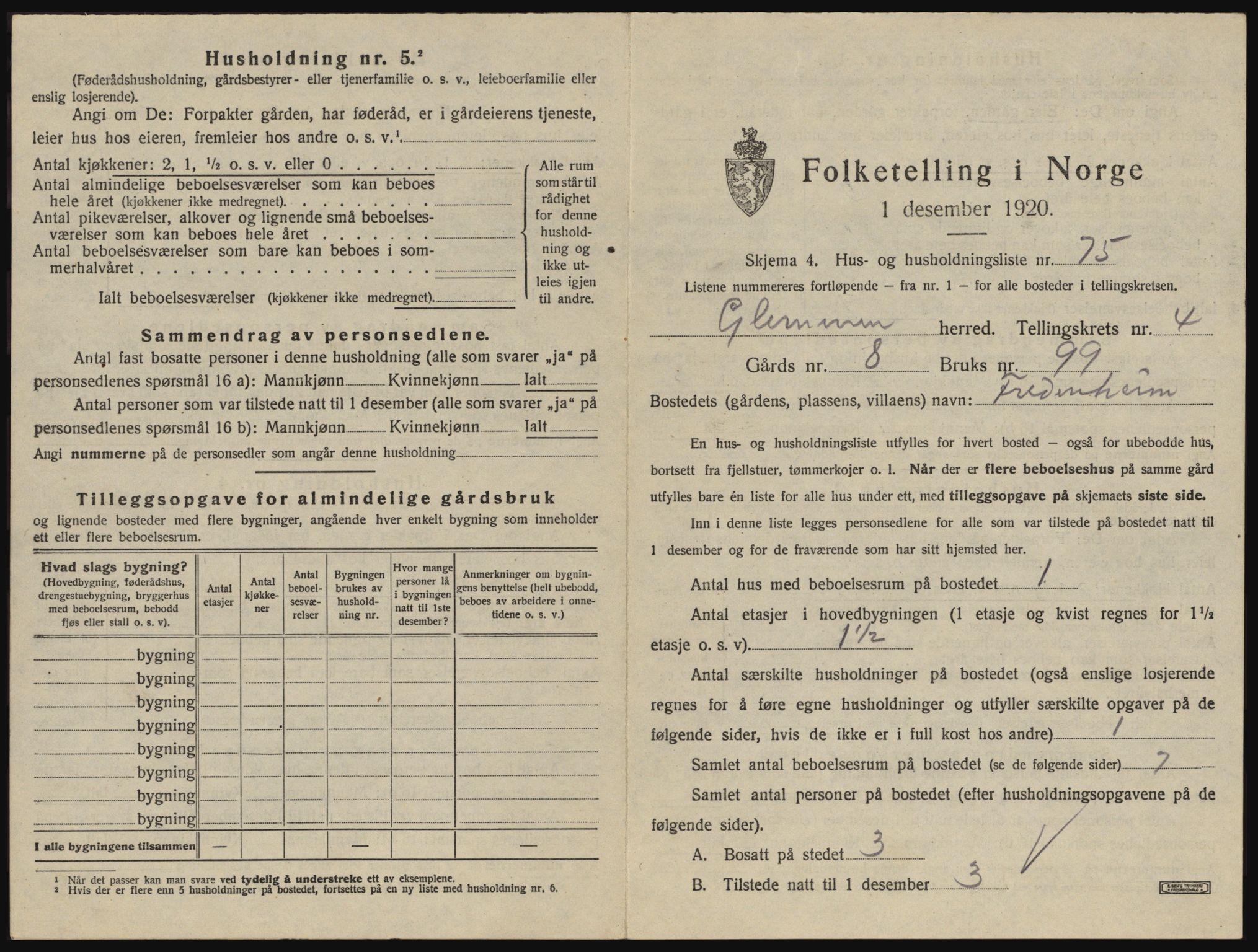 SAO, 1920 census for Glemmen, 1920, p. 1337