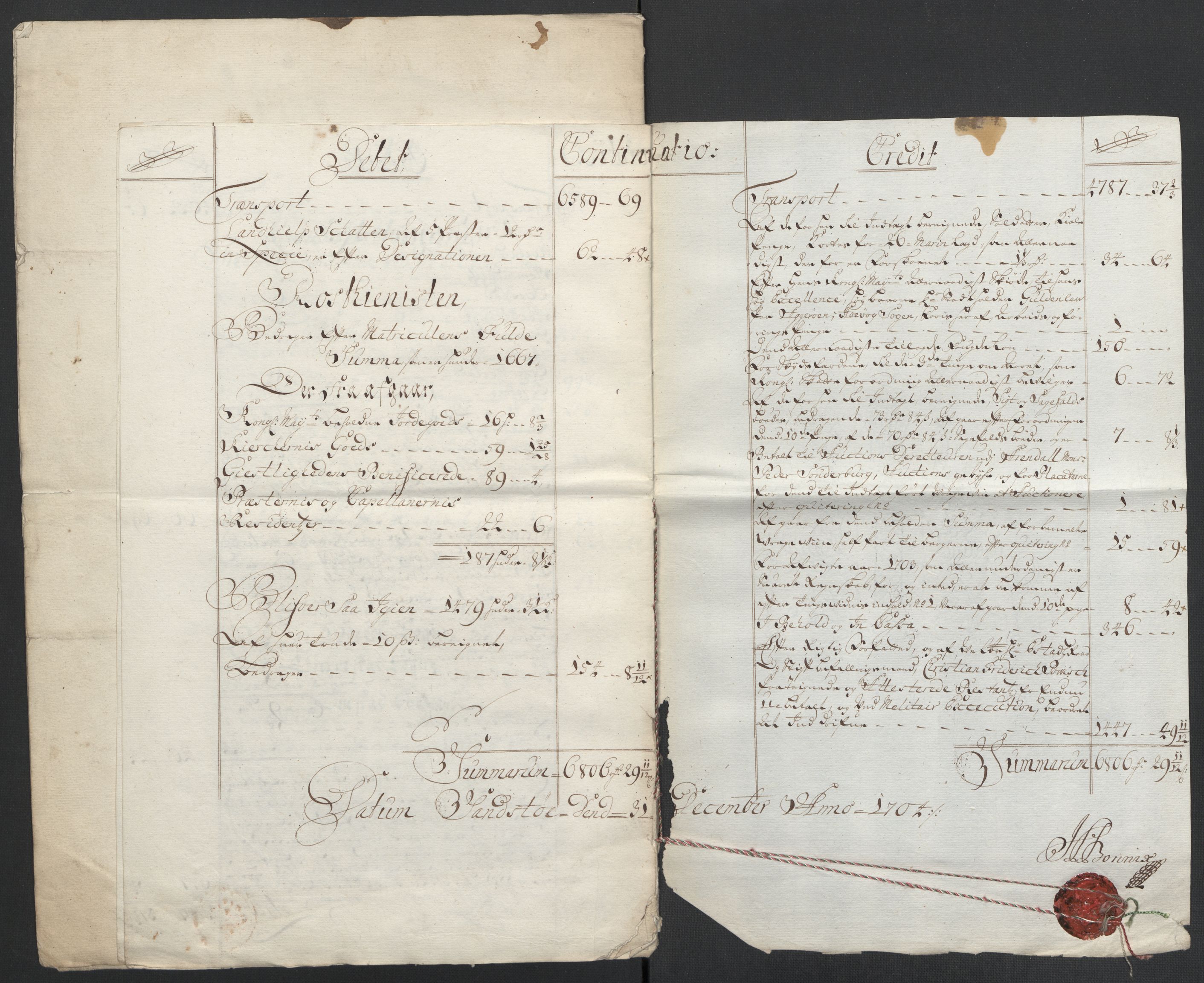 Rentekammeret inntil 1814, Reviderte regnskaper, Fogderegnskap, AV/RA-EA-4092/R39/L2317: Fogderegnskap Nedenes, 1704-1705, p. 13