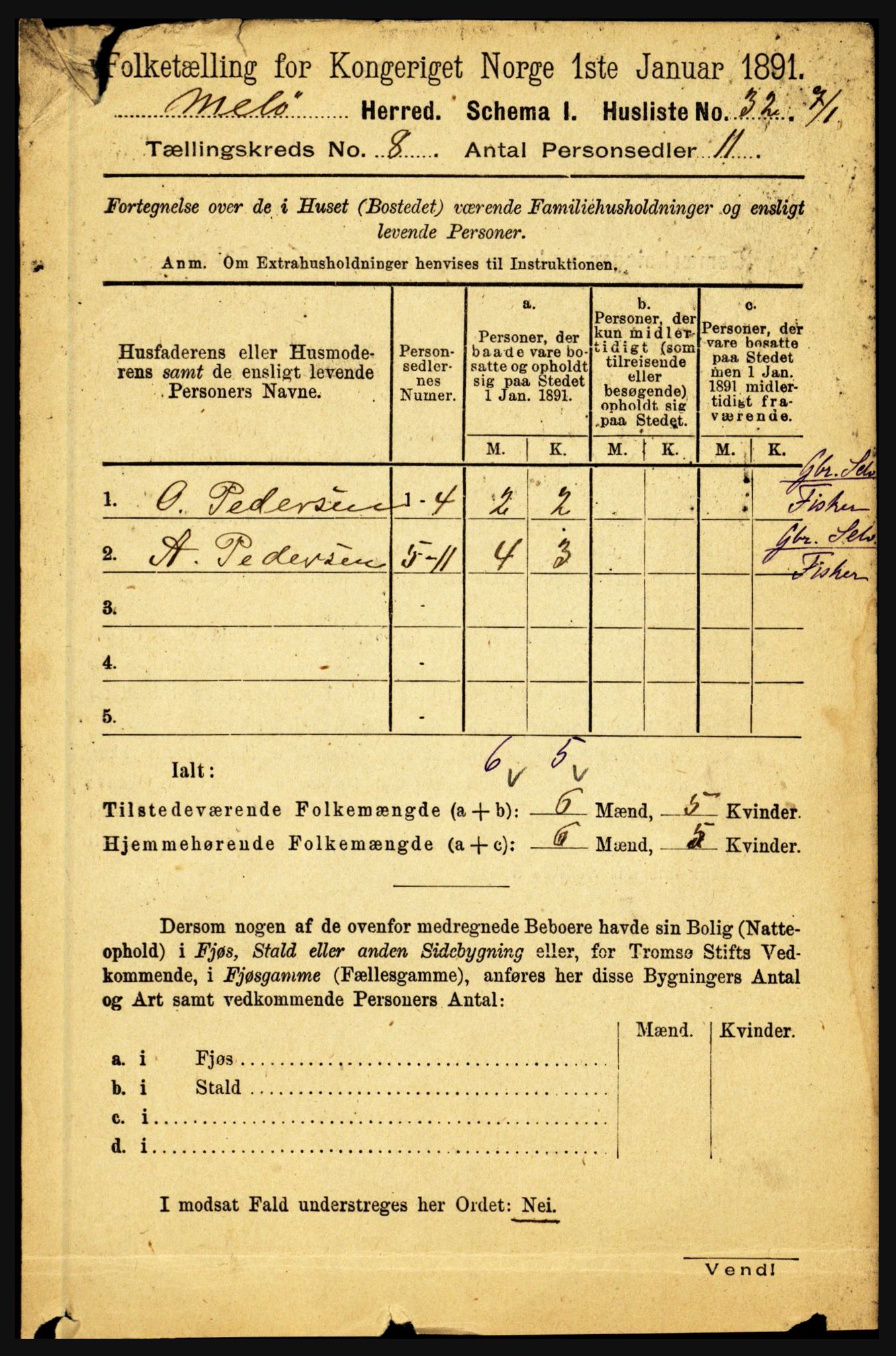 RA, 1891 census for 1837 Meløy, 1891, p. 3312