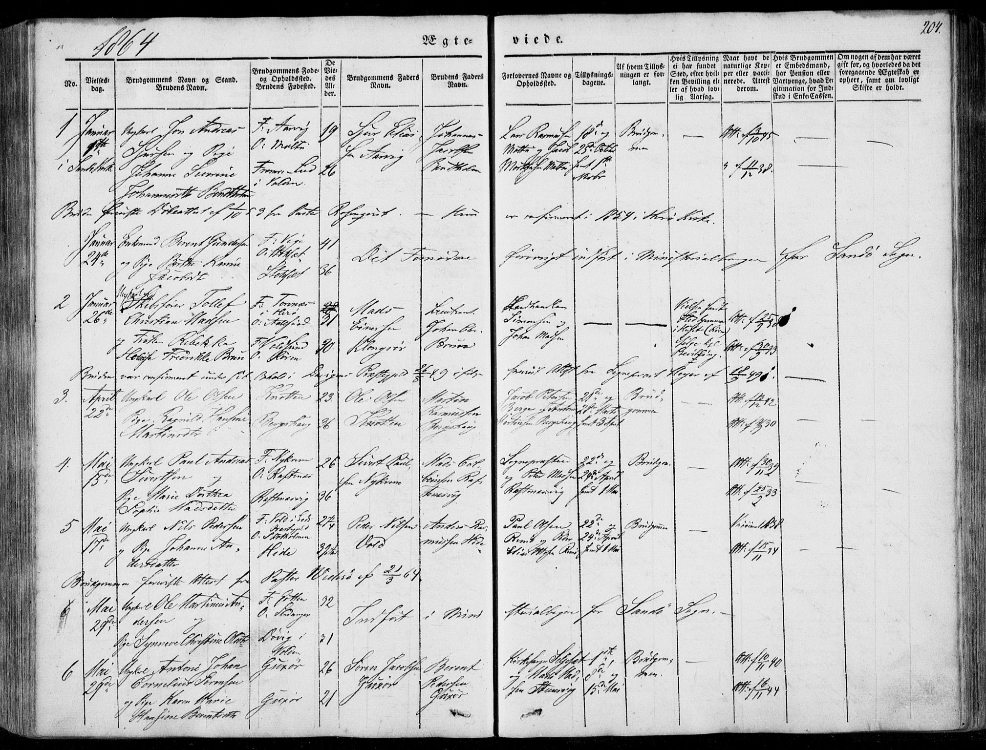 Ministerialprotokoller, klokkerbøker og fødselsregistre - Møre og Romsdal, AV/SAT-A-1454/507/L0070: Parish register (official) no. 507A05, 1842-1873, p. 204