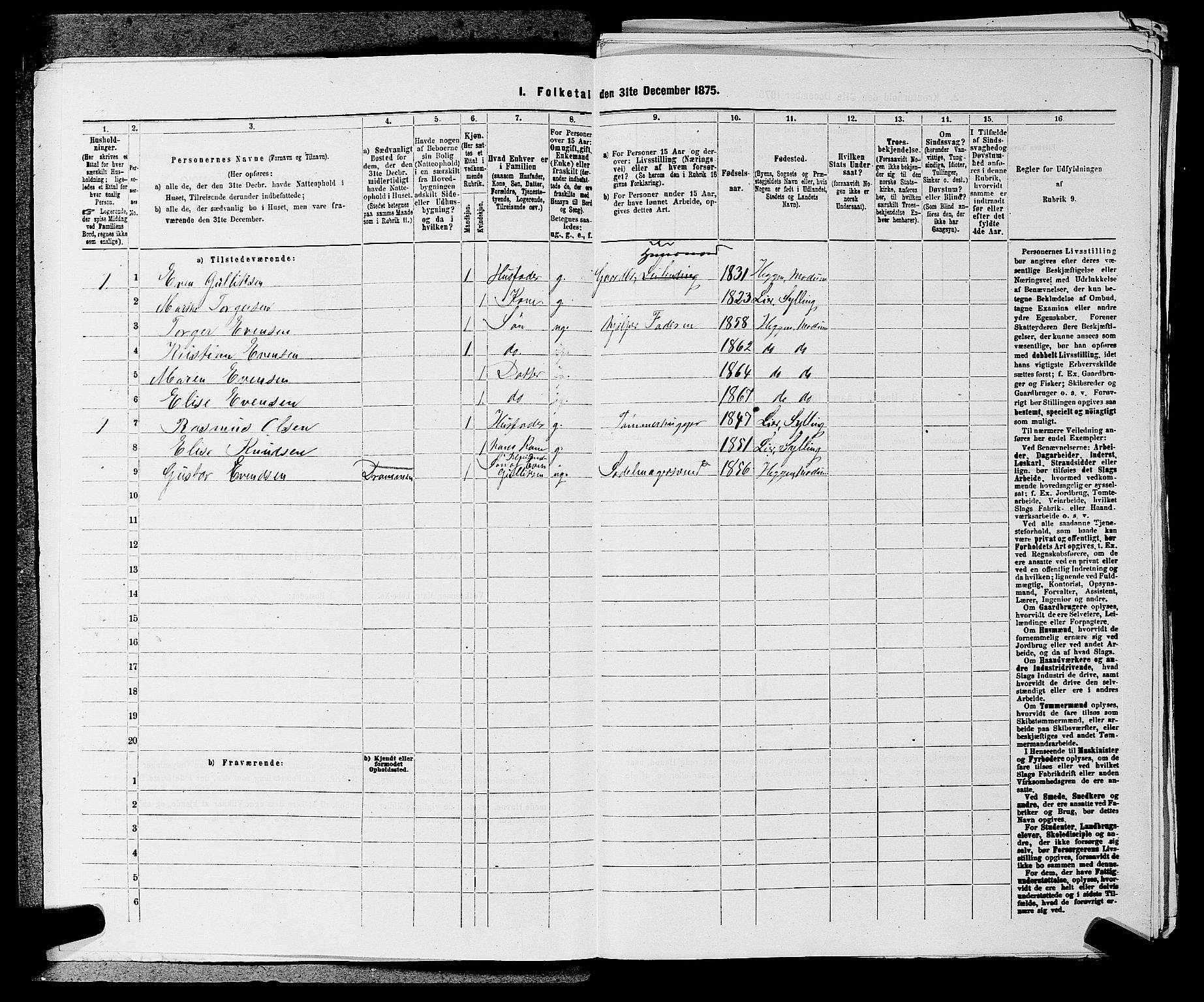 SAKO, 1875 census for 0623P Modum, 1875, p. 113