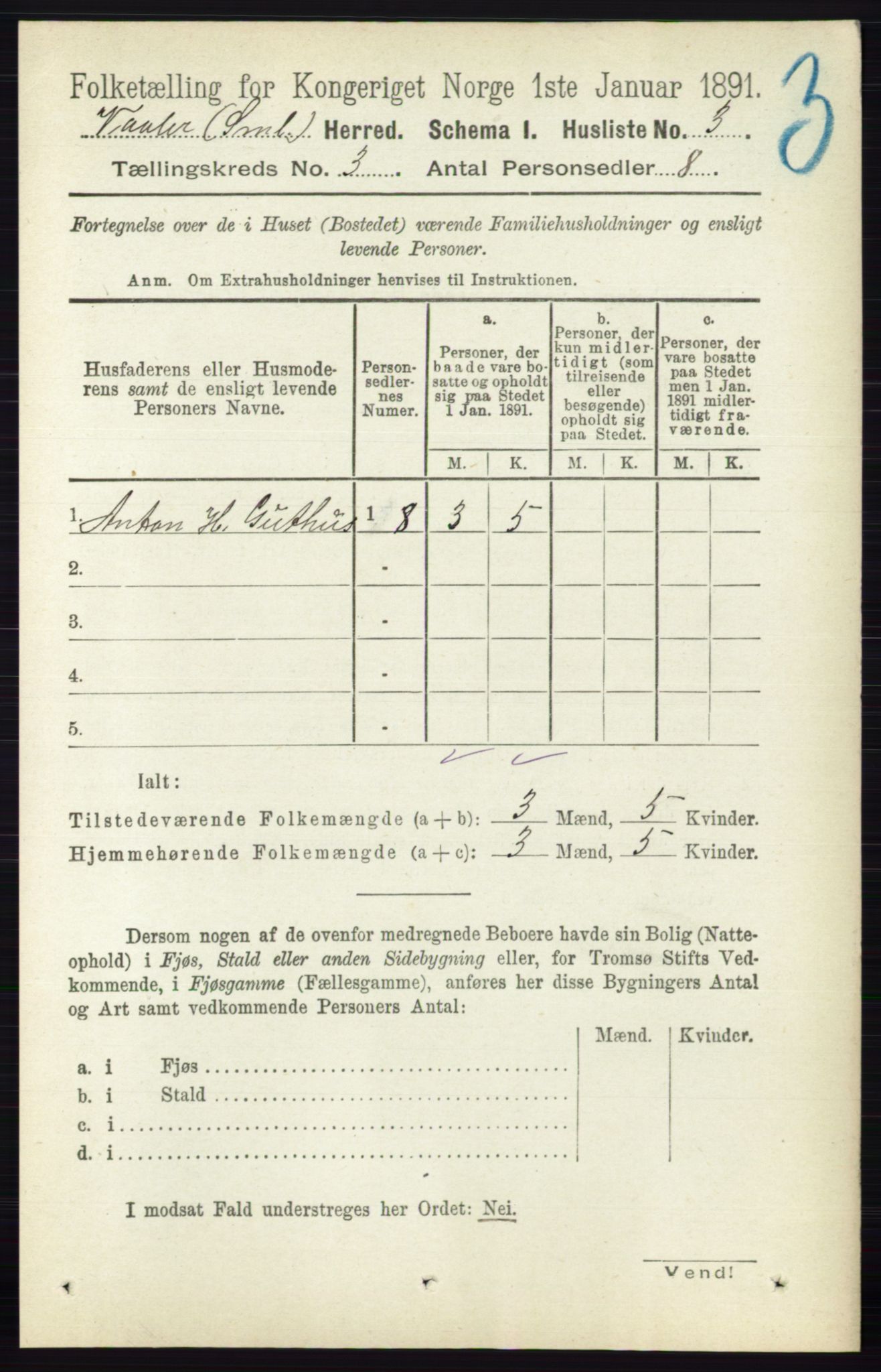 RA, 1891 census for 0137 Våler, 1891, p. 1042