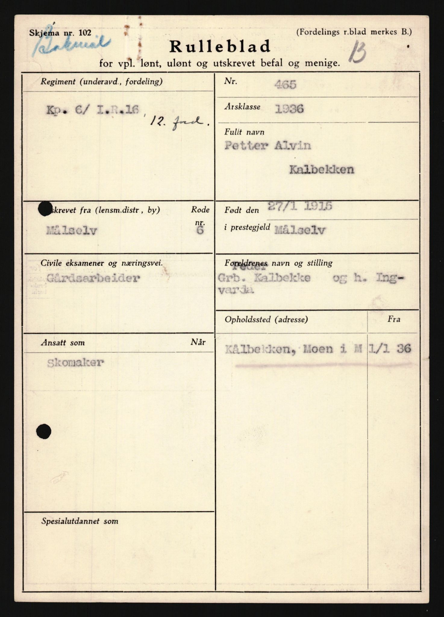 Forsvaret, Troms infanteriregiment nr. 16, AV/RA-RAFA-3146/P/Pa/L0020: Rulleblad for regimentets menige mannskaper, årsklasse 1936, 1936, p. 683