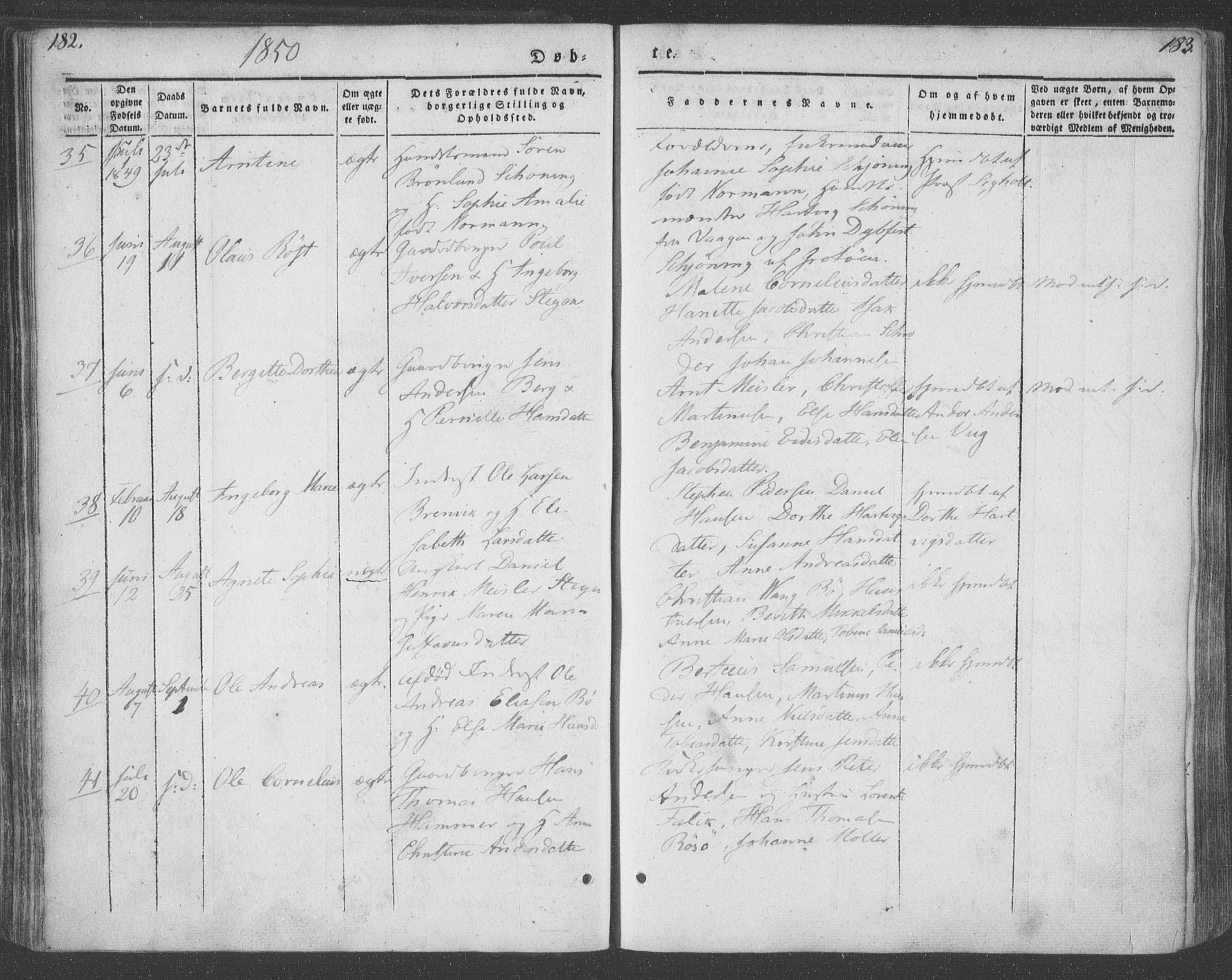 Ministerialprotokoller, klokkerbøker og fødselsregistre - Nordland, AV/SAT-A-1459/855/L0799: Parish register (official) no. 855A07, 1834-1852, p. 182-183