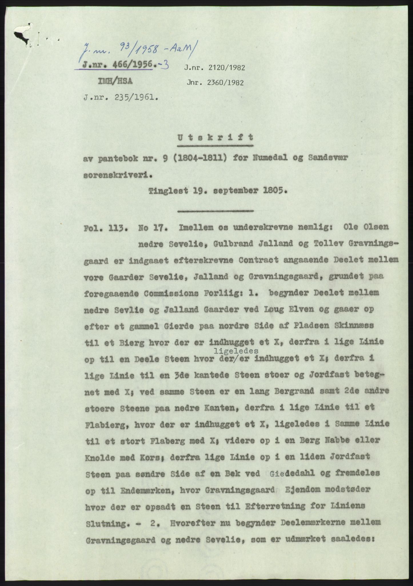 Statsarkivet i Kongsberg, AV/SAKO-A-0001/E/Ee/L0006: Avskrifter, SAO jnr. 401/1956 - 791/1956, 1956, p. 61