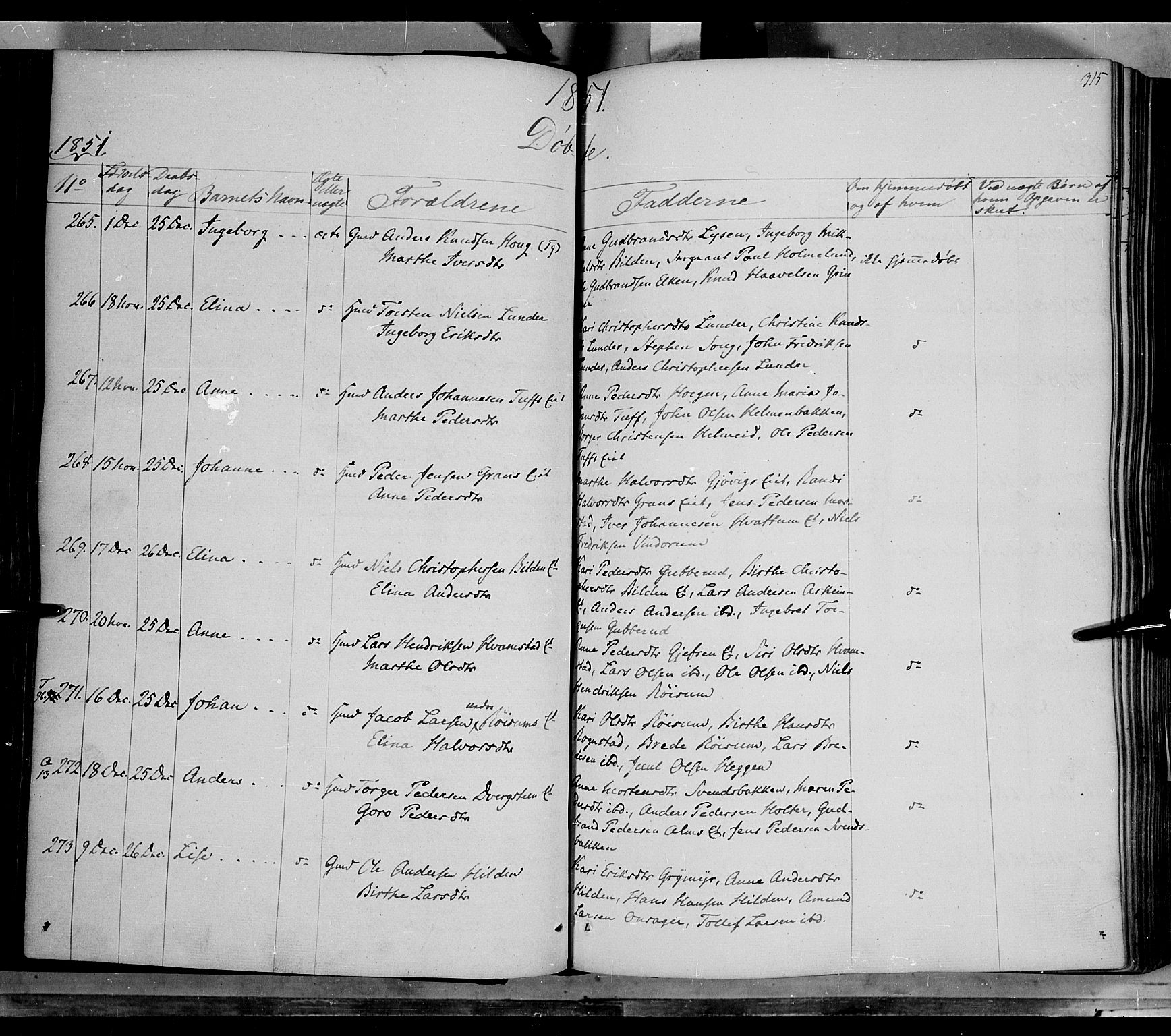 Gran prestekontor, AV/SAH-PREST-112/H/Ha/Haa/L0011: Parish register (official) no. 11, 1842-1856, p. 314-315