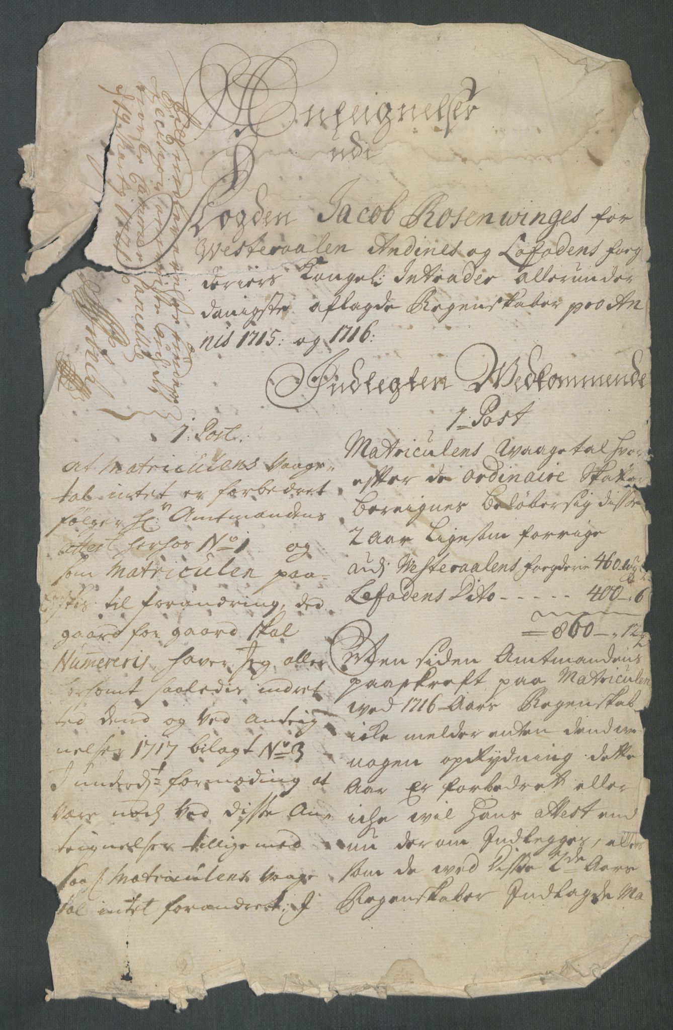 Rentekammeret inntil 1814, Reviderte regnskaper, Fogderegnskap, RA/EA-4092/R67/L4682: Fogderegnskap Vesterålen, Andenes og Lofoten, 1716, p. 321