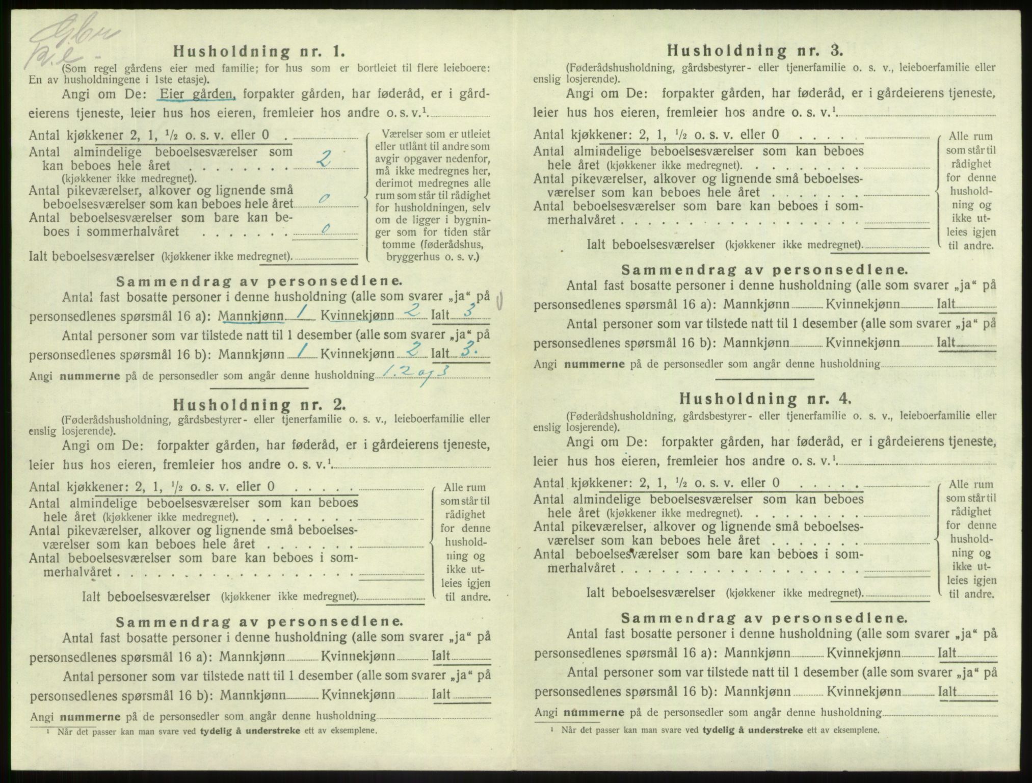 SAB, 1920 census for Fjaler, 1920, p. 1215