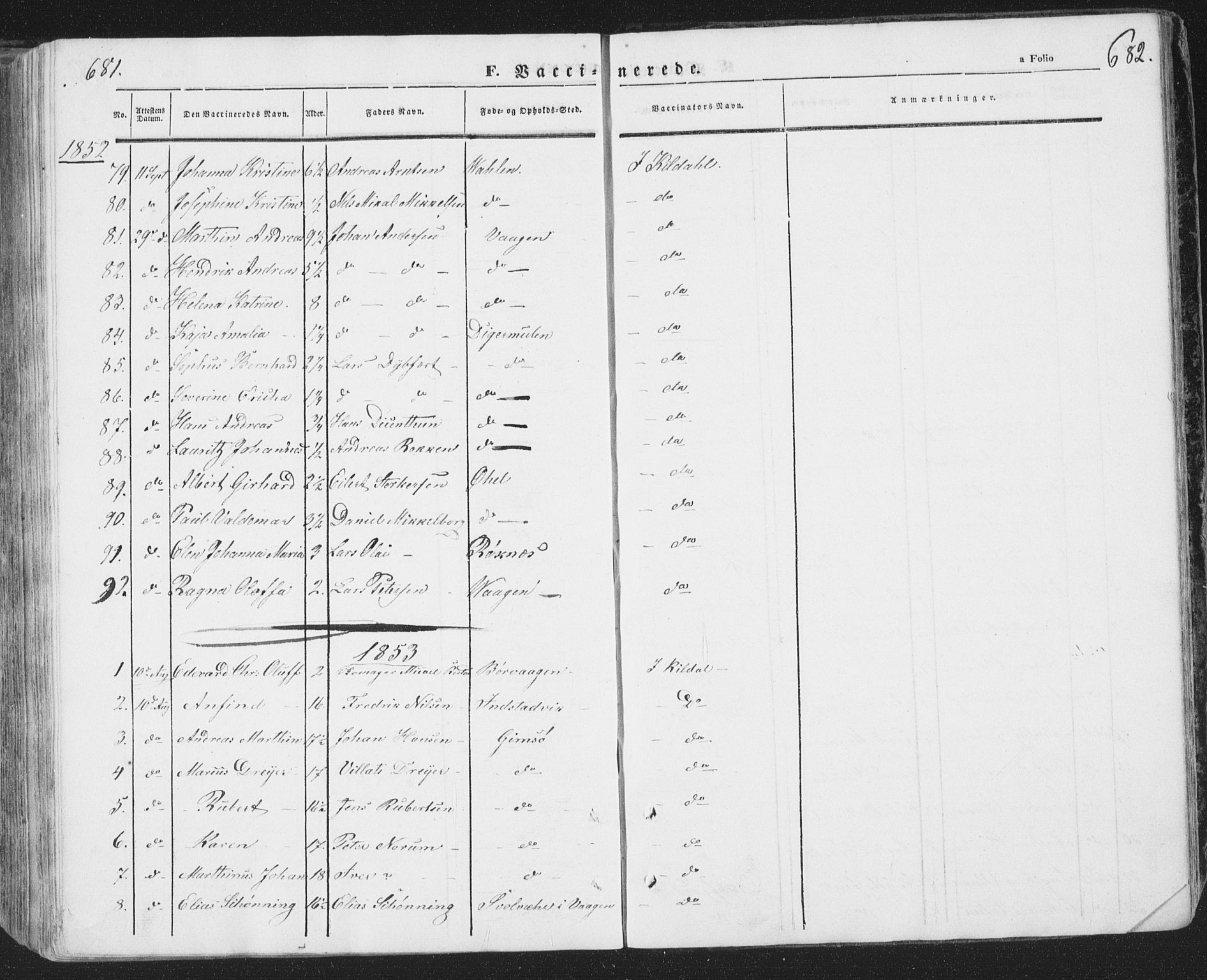 Ministerialprotokoller, klokkerbøker og fødselsregistre - Nordland, AV/SAT-A-1459/874/L1072: Parish register (copy) no. 874C01, 1843-1859, p. 681-682