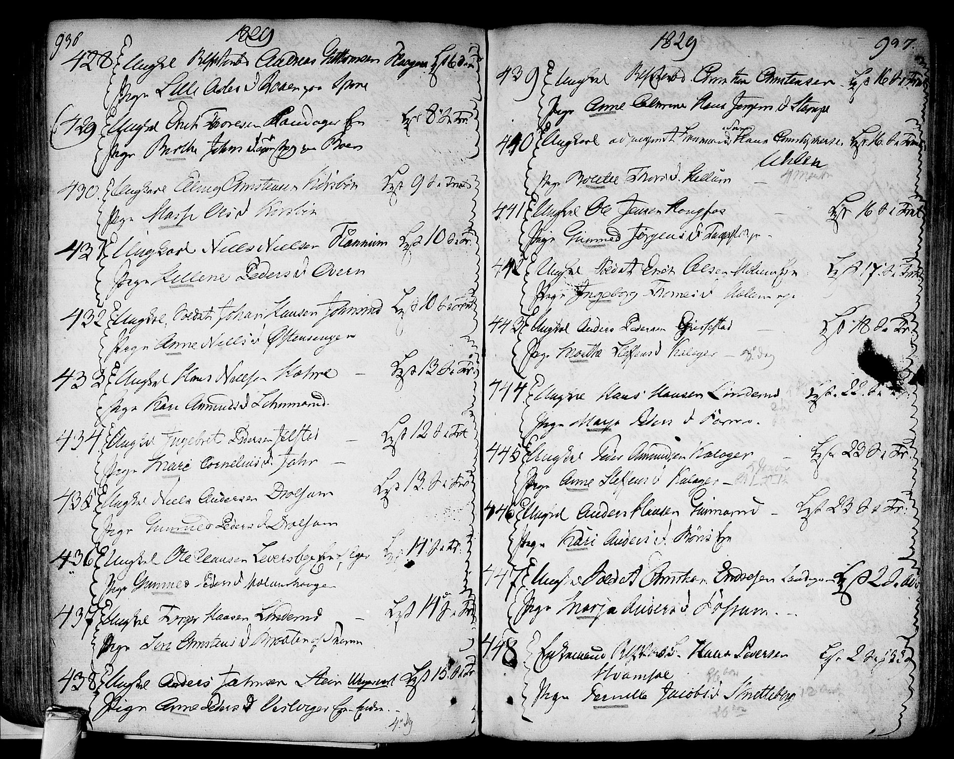 Modum kirkebøker, AV/SAKO-A-234/F/Fa/L0003: Parish register (official) no. 3, 1783-1819, p. 936-937