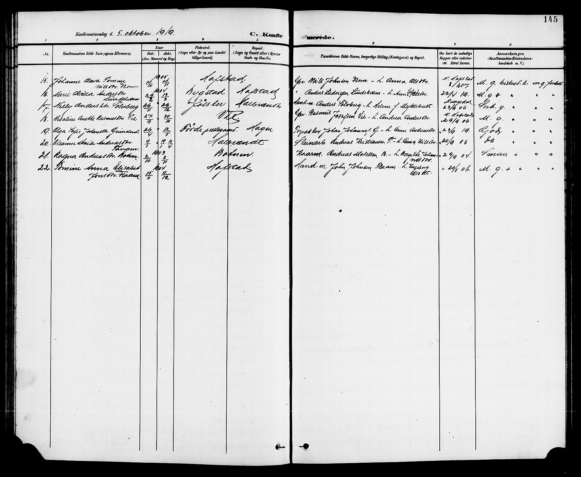 Førde sokneprestembete, AV/SAB-A-79901/H/Hab/Haba/L0003: Parish register (copy) no. A 3, 1899-1924, p. 145