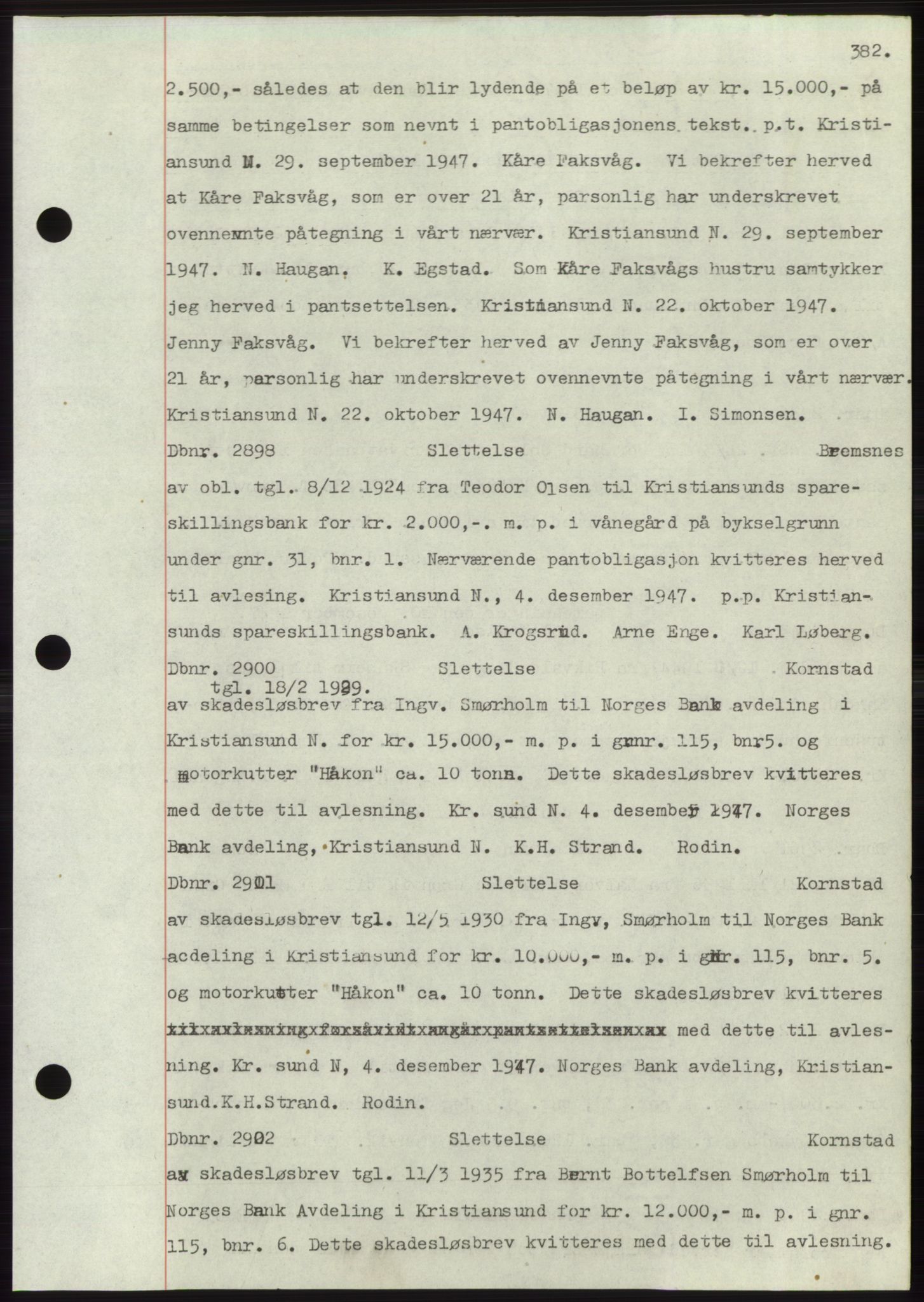 Nordmøre sorenskriveri, SAT/A-4132/1/2/2Ca: Mortgage book no. C82b, 1946-1951, Diary no: : 2898/1947