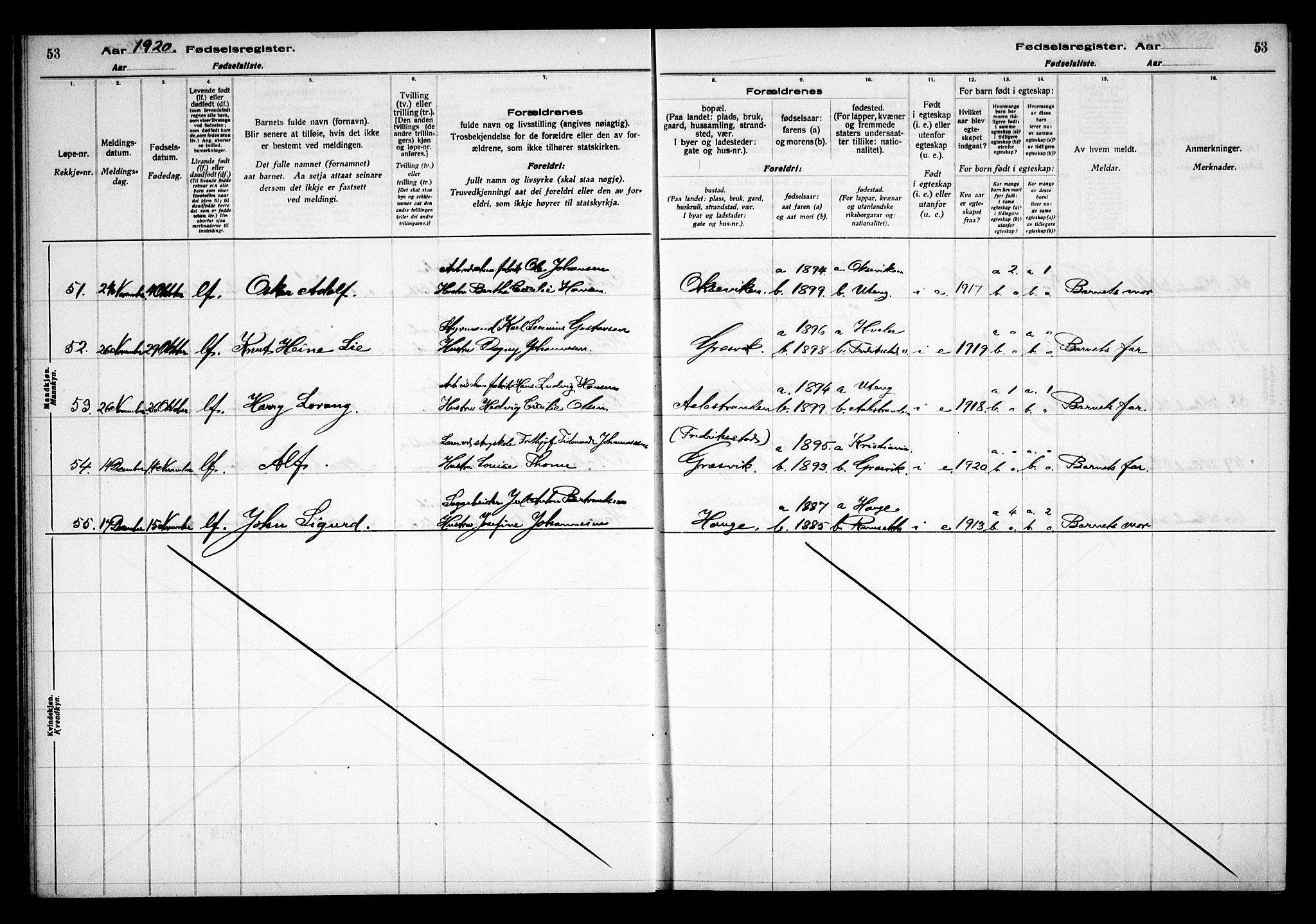 Onsøy prestekontor Kirkebøker, AV/SAO-A-10914/J/Jb/L0001: Birth register no. II 1, 1916-1938, p. 53