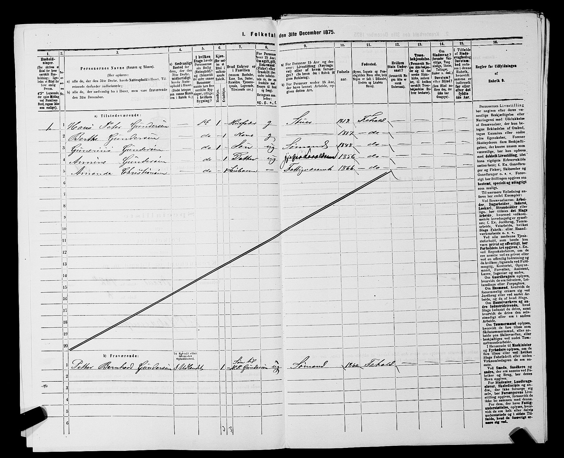 RA, 1875 census for 0101P Fredrikshald, 1875, p. 583