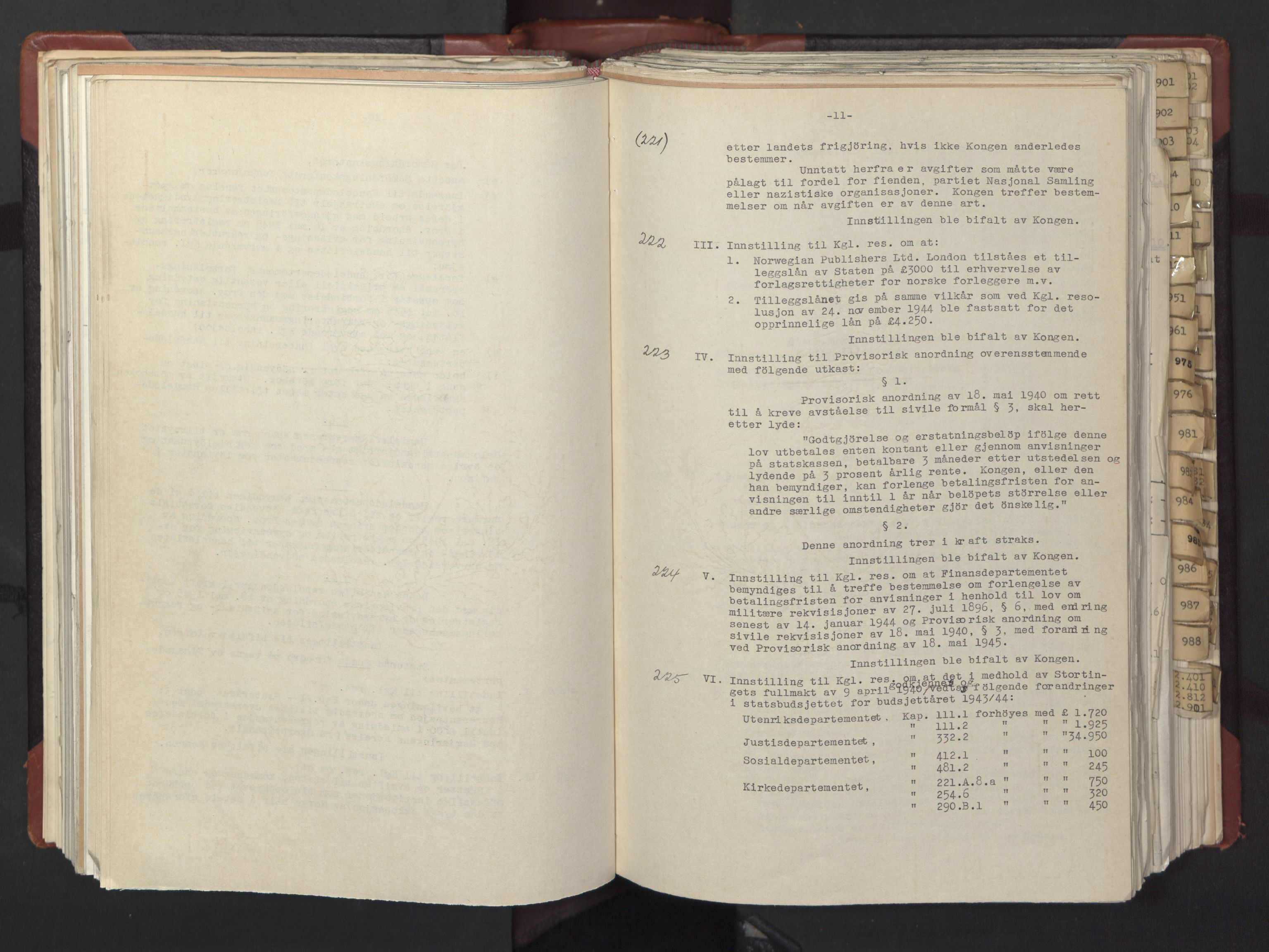 Statsrådssekretariatet, AV/RA-S-1001/A/Ac/L0126: Kgl. res. 12/1-25/5, 1945, p. 200