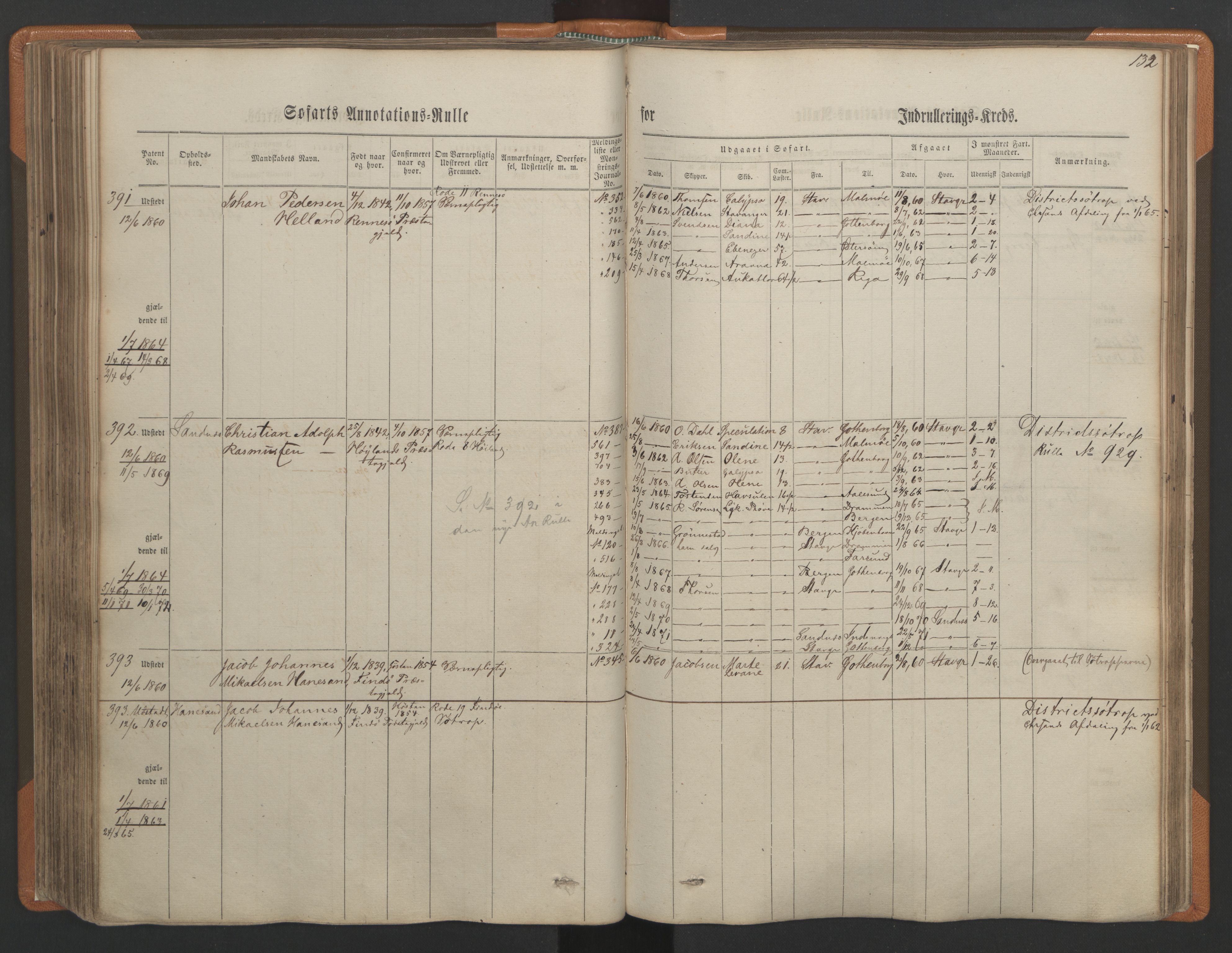 Stavanger sjømannskontor, AV/SAST-A-102006/F/Ff/L0001: Annotasjonsrulle, patentnr. 1-597 (del 1), 1860-1864, p. 141