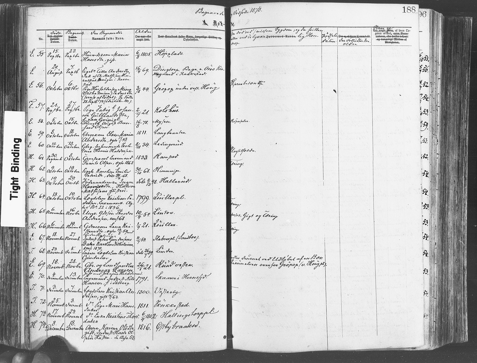 Eidsberg prestekontor Kirkebøker, AV/SAO-A-10905/F/Fa/L0011: Parish register (official) no. I 11, 1867-1878, p. 188