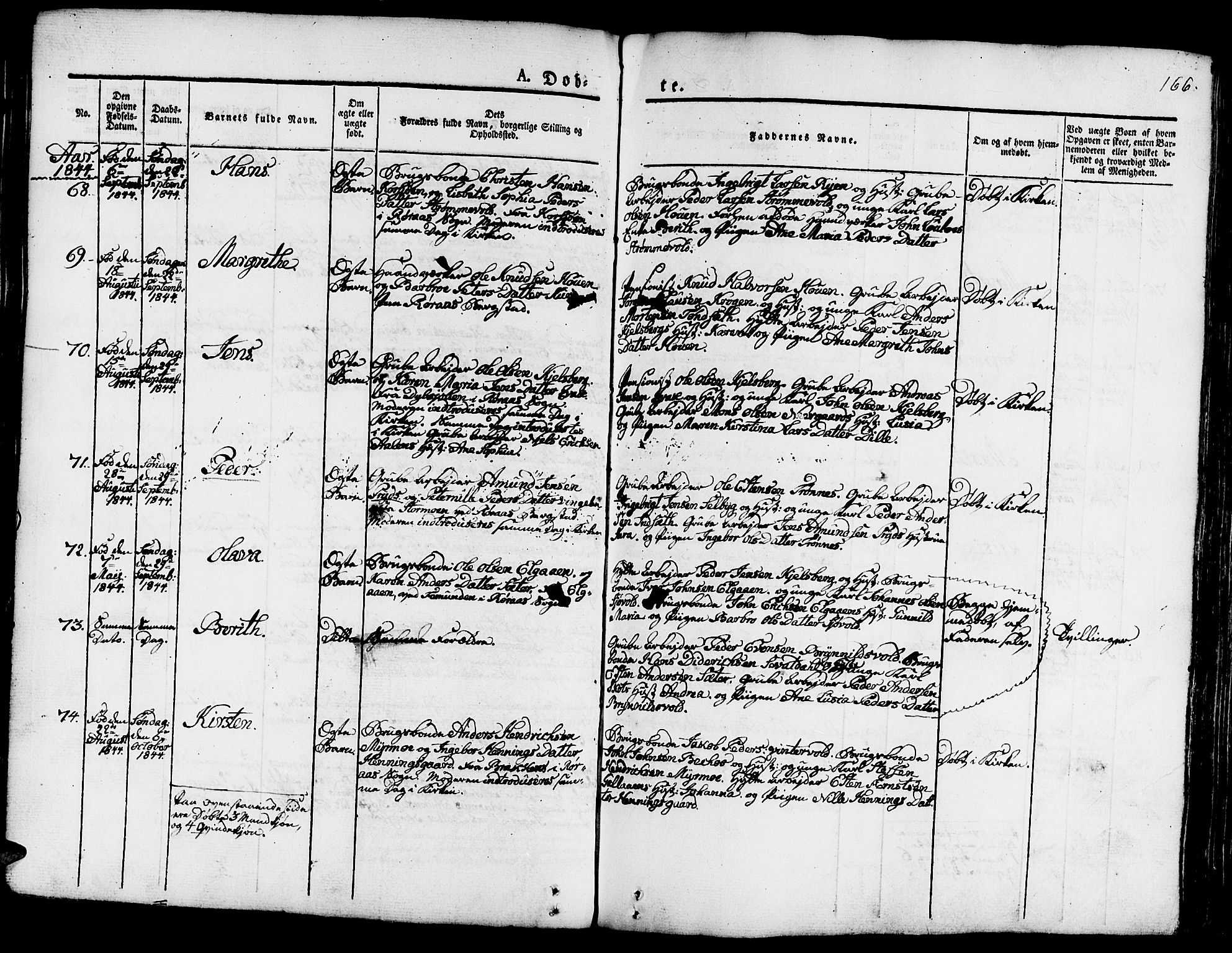 Ministerialprotokoller, klokkerbøker og fødselsregistre - Sør-Trøndelag, AV/SAT-A-1456/681/L0938: Parish register (copy) no. 681C02, 1829-1879, p. 166