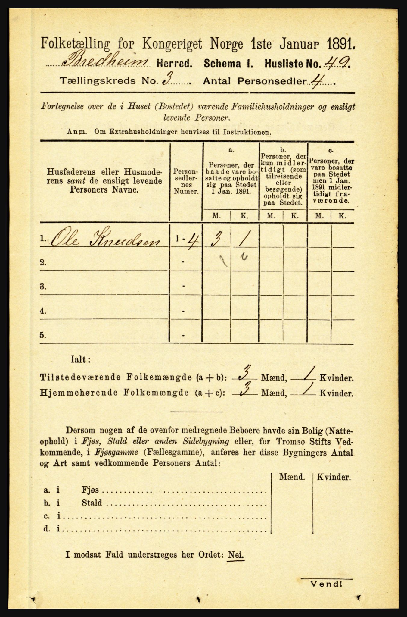 RA, 1891 census for 1446 Breim, 1891, p. 868