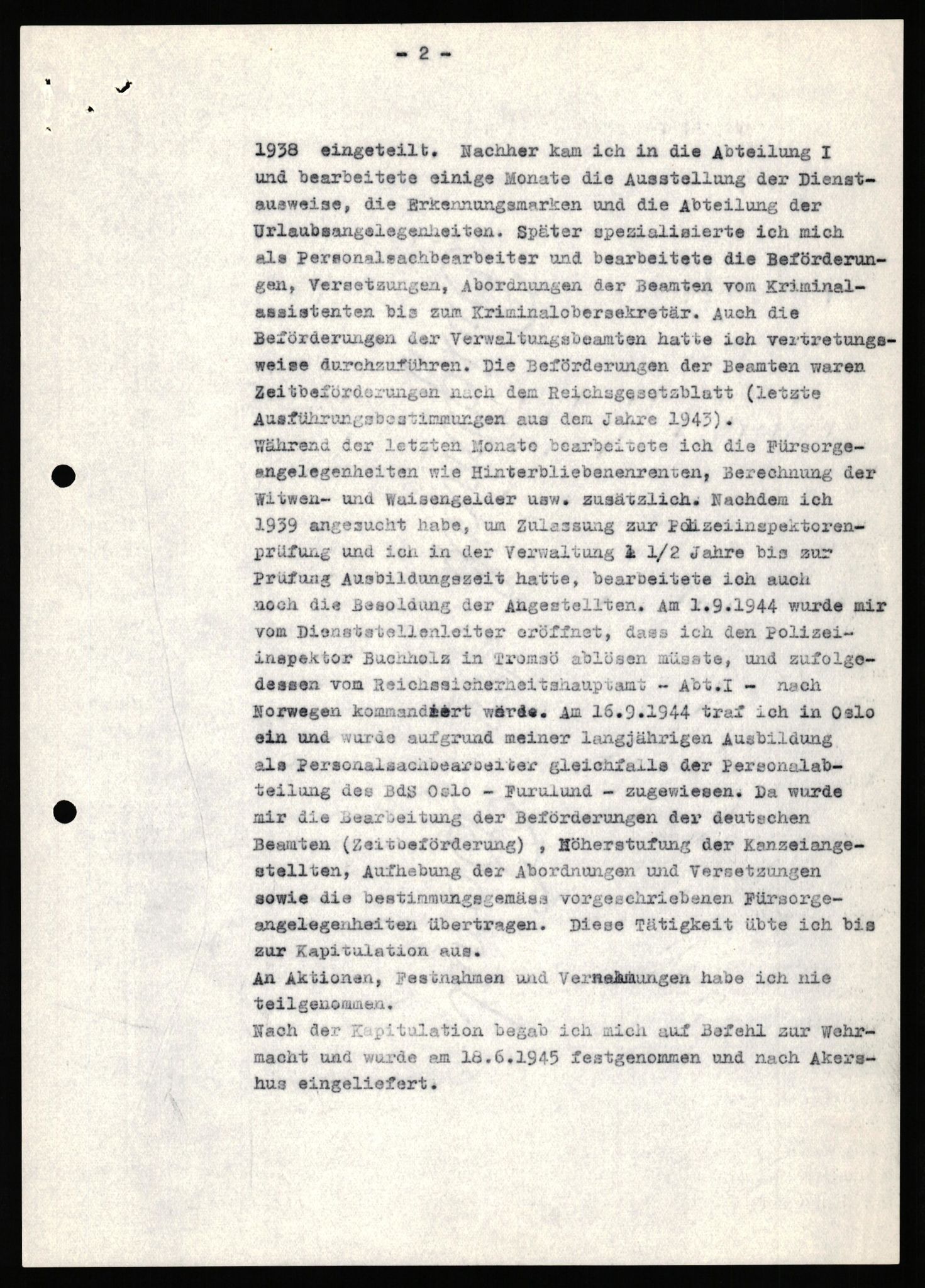 Forsvaret, Forsvarets overkommando II, RA/RAFA-3915/D/Db/L0038: CI Questionaires. Tyske okkupasjonsstyrker i Norge. Østerrikere., 1945-1946, p. 102