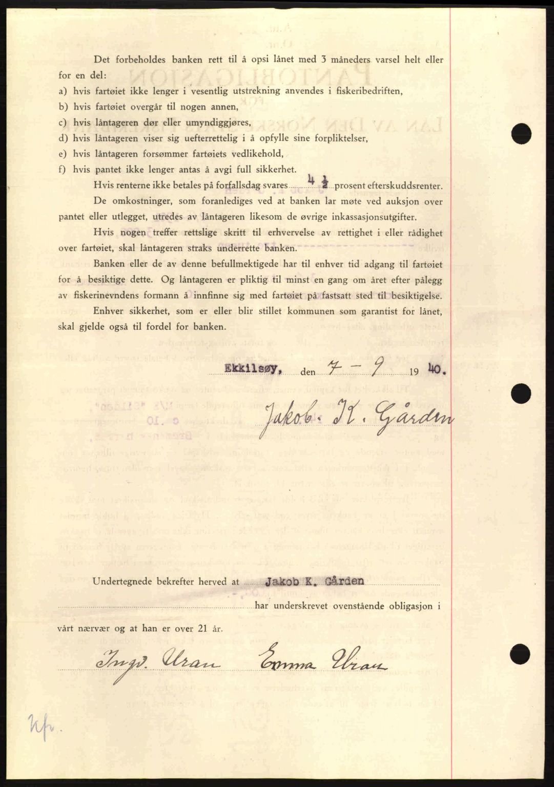 Nordmøre sorenskriveri, AV/SAT-A-4132/1/2/2Ca: Mortgage book no. B87, 1940-1941, Diary no: : 1585/1940