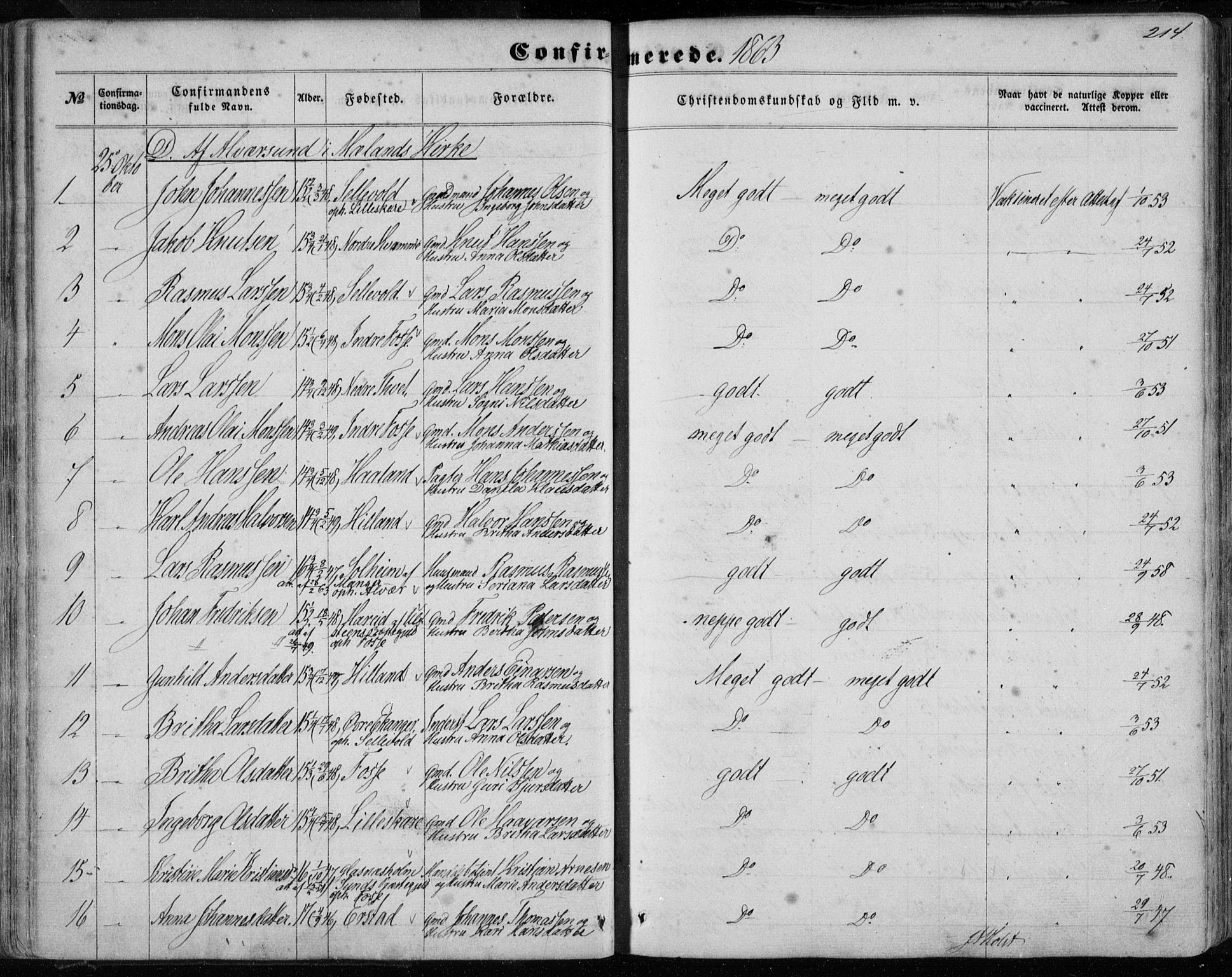 Hamre sokneprestembete, AV/SAB-A-75501/H/Ha/Haa/Haaa/L0014: Parish register (official) no. A 14, 1858-1872, p. 214