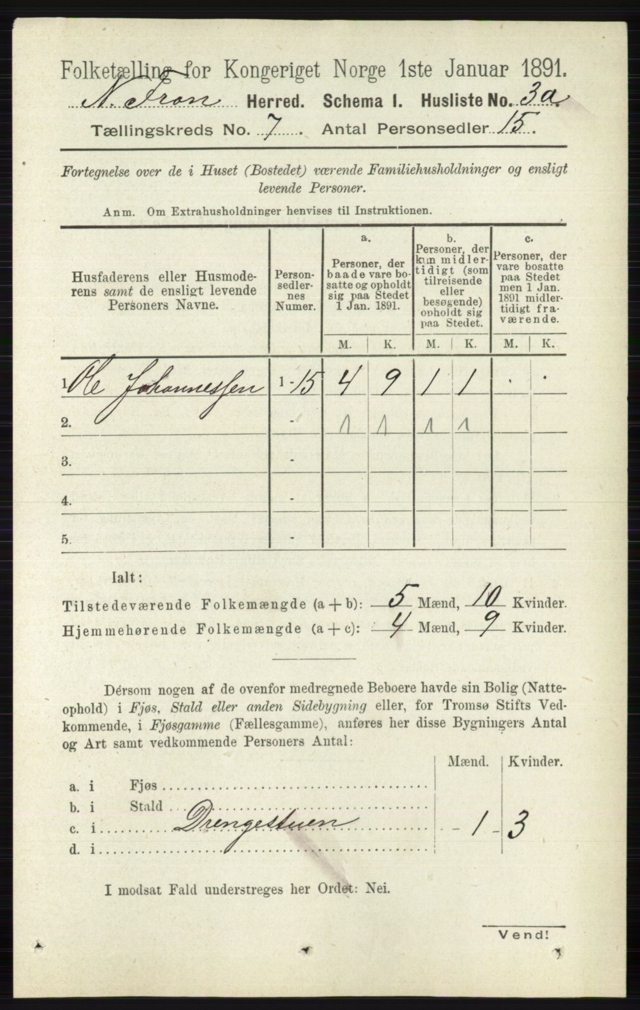 RA, 1891 census for 0518 Nord-Fron, 1891, p. 2737