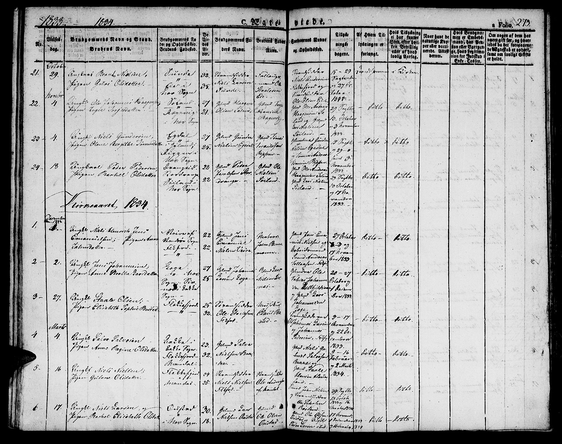 Flekkefjord sokneprestkontor, AV/SAK-1111-0012/F/Fb/Fbc/L0004: Parish register (copy) no. B 4, 1827-1846, p. 273