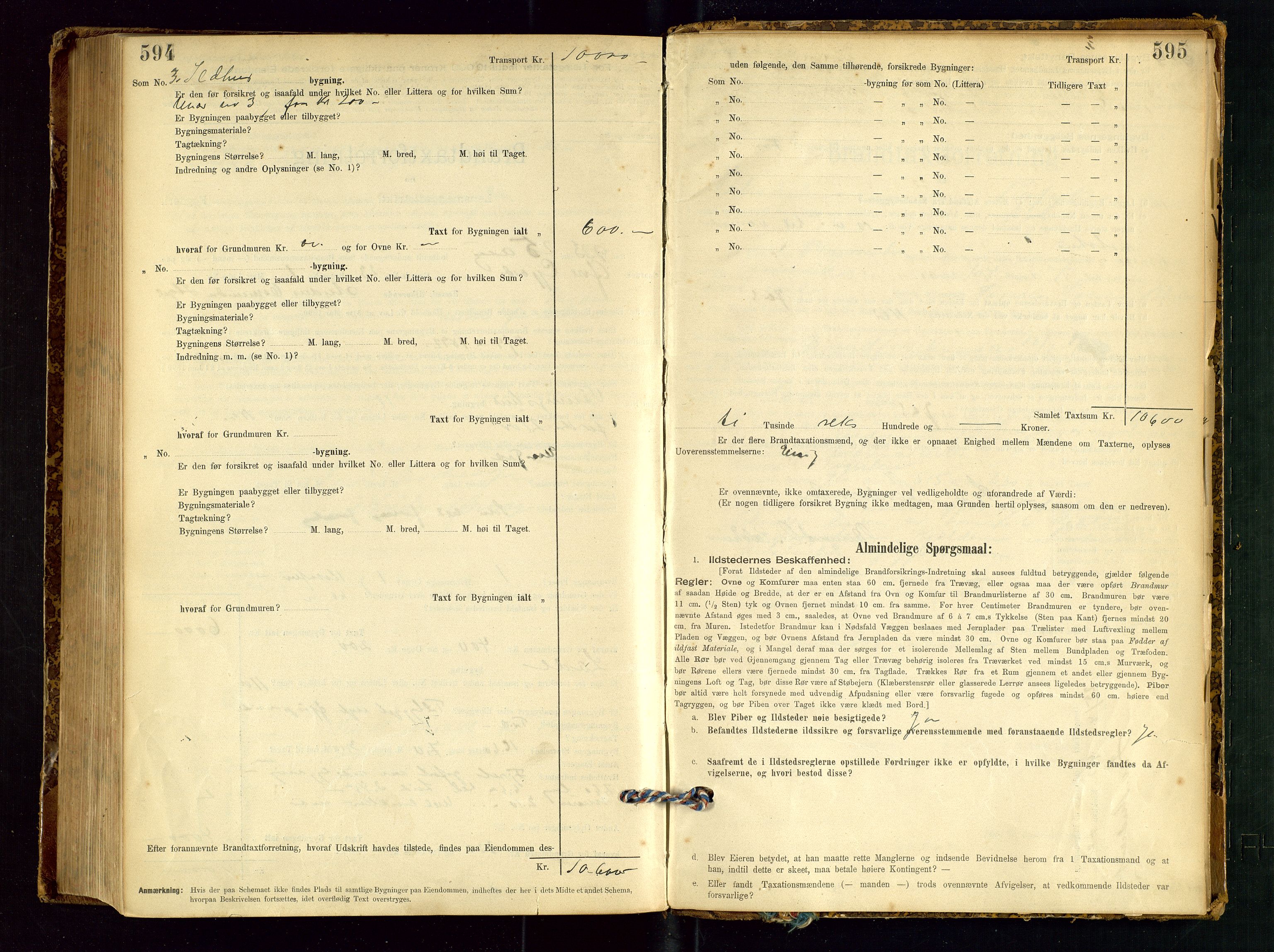 Vikedal lensmannskontor, AV/SAST-A-100179/Gob/L0004: Branntakstprotokoll, 1894-1952, p. 594-595