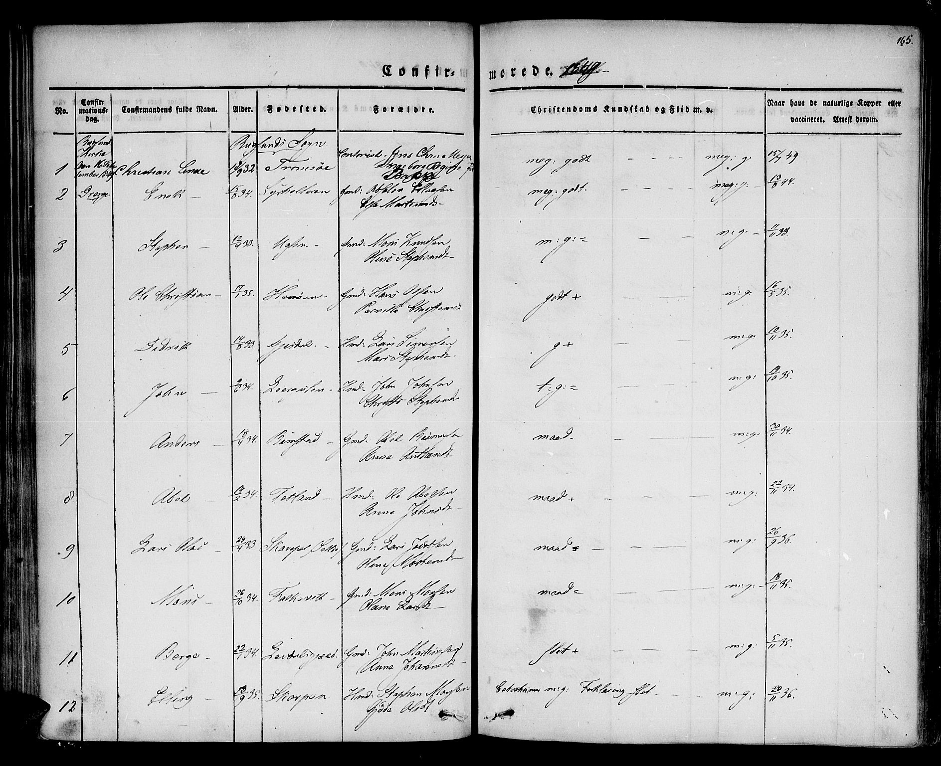 Davik sokneprestembete, AV/SAB-A-79701/H/Haa/Haaa/L0004: Parish register (official) no. A 4, 1830-1849, p. 165