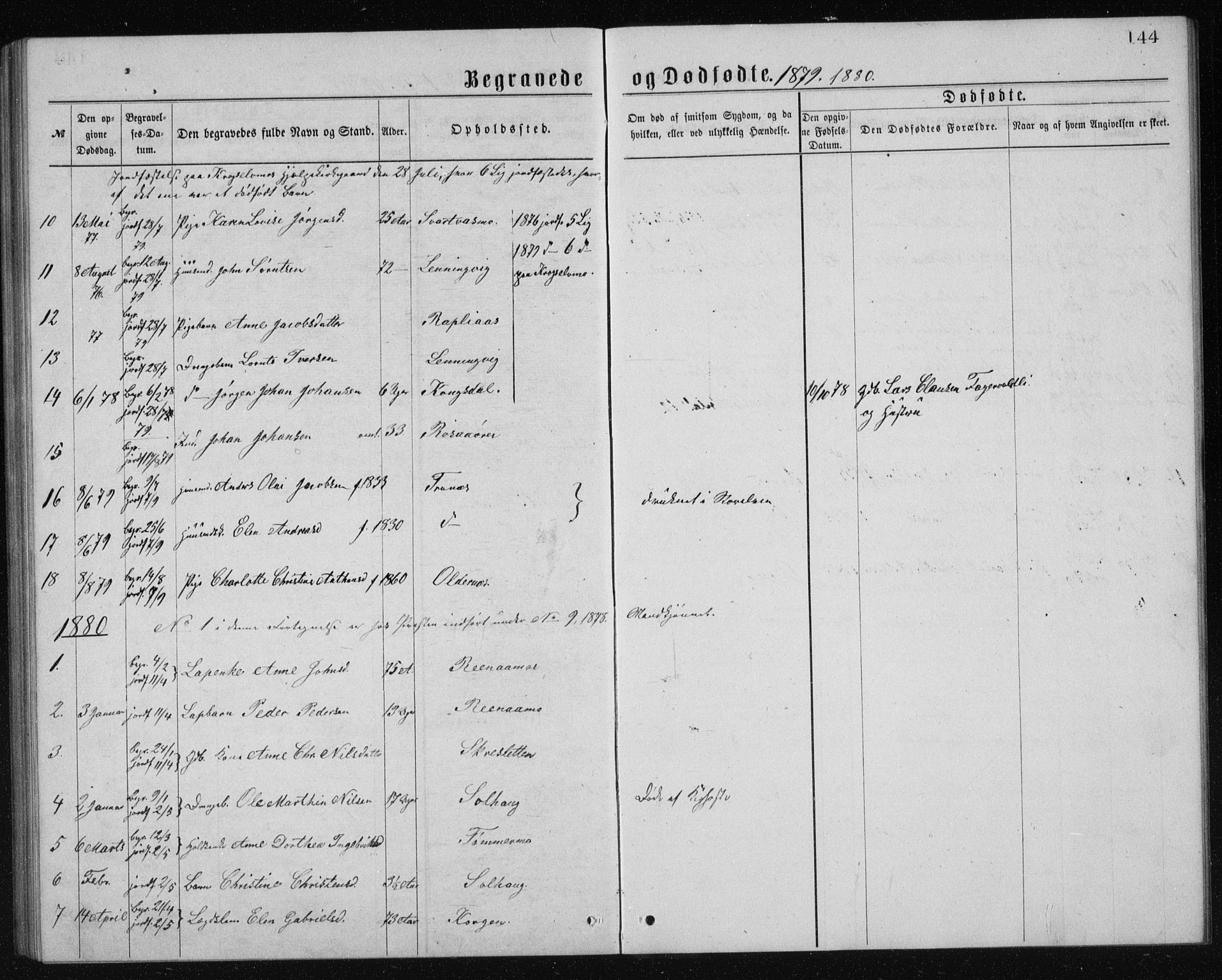 Ministerialprotokoller, klokkerbøker og fødselsregistre - Nordland, AV/SAT-A-1459/826/L0381: Parish register (copy) no. 826C01, 1877-1886, p. 144