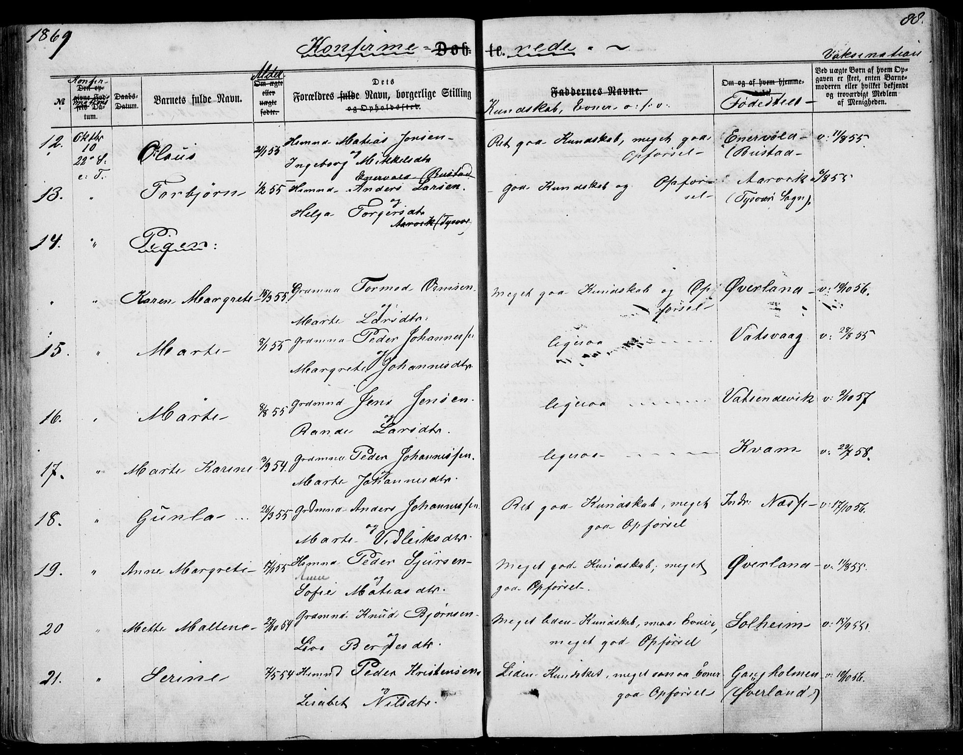 Nedstrand sokneprestkontor, AV/SAST-A-101841/01/IV: Parish register (official) no. A 9, 1861-1876, p. 88