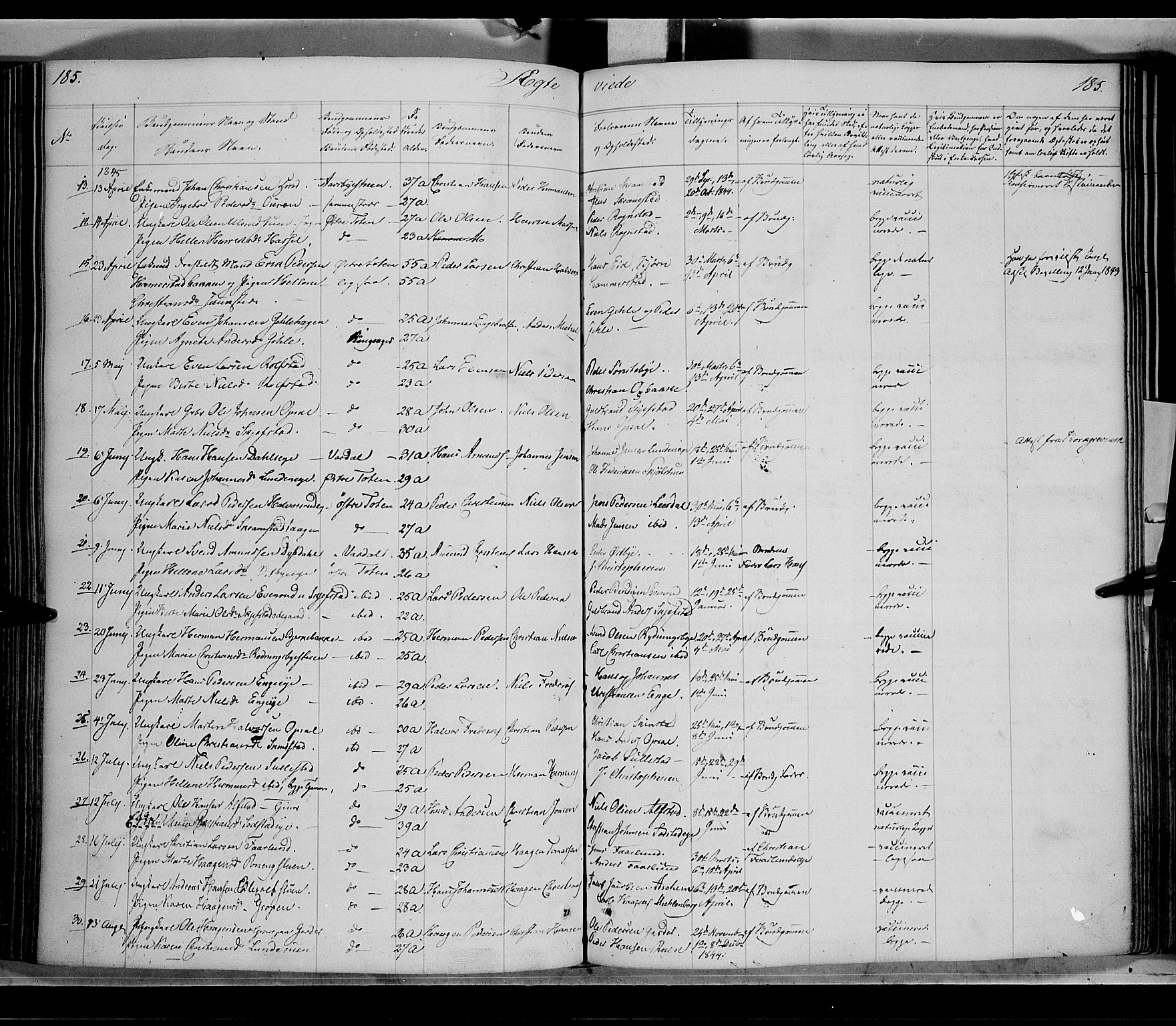 Østre Toten prestekontor, SAH/PREST-104/H/Ha/Haa/L0002: Parish register (official) no. 2, 1840-1847, p. 185