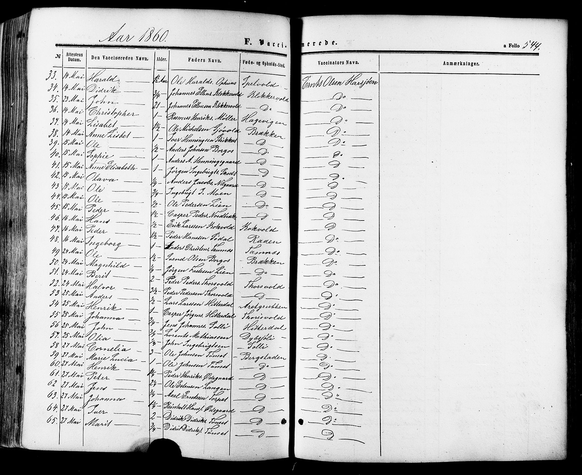 Ministerialprotokoller, klokkerbøker og fødselsregistre - Sør-Trøndelag, SAT/A-1456/681/L0932: Parish register (official) no. 681A10, 1860-1878, p. 544